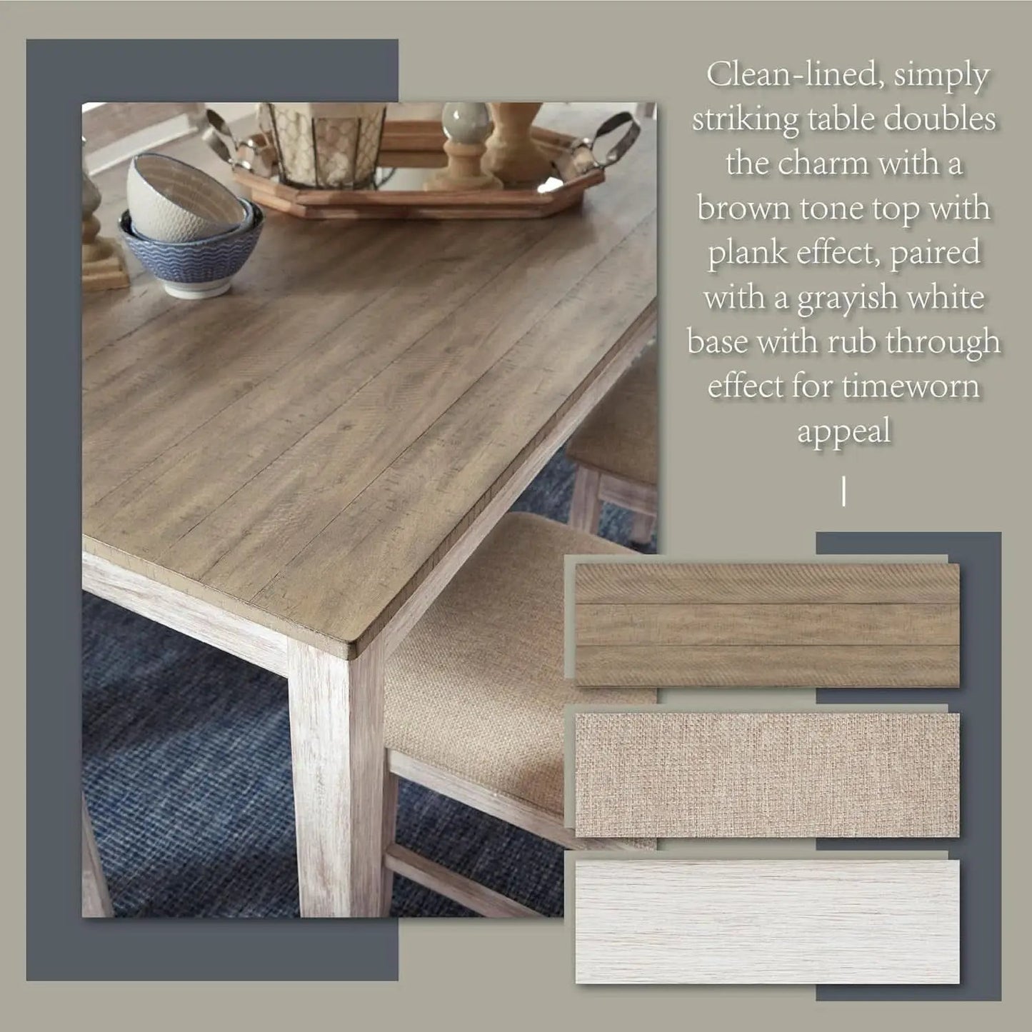 Seven Piece Weathered Whitewash Dining Set Collection from PriceLows™