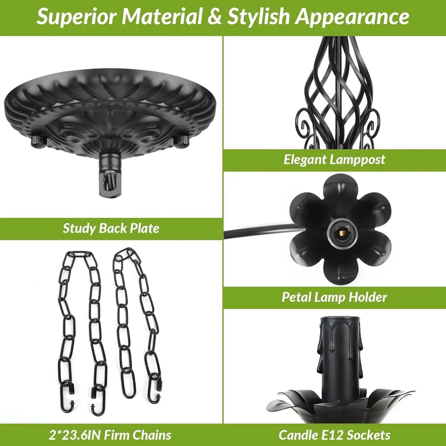 Six Light Matte Black Farmhouse Ceiling Chandelier Fixture from PriceLows™