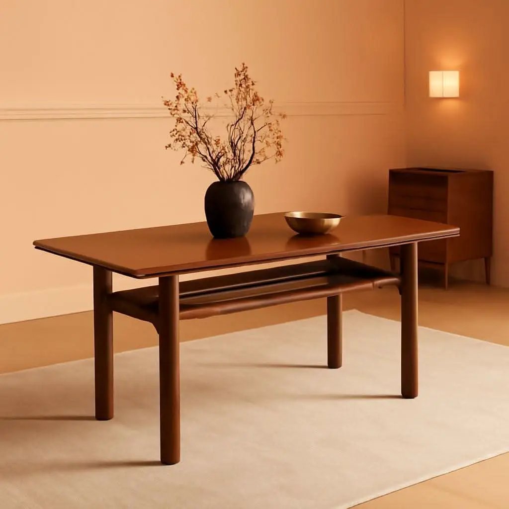 63 Inch Walnut Dining Table With Heavy Duty Legs Farmhouse from PriceLows™