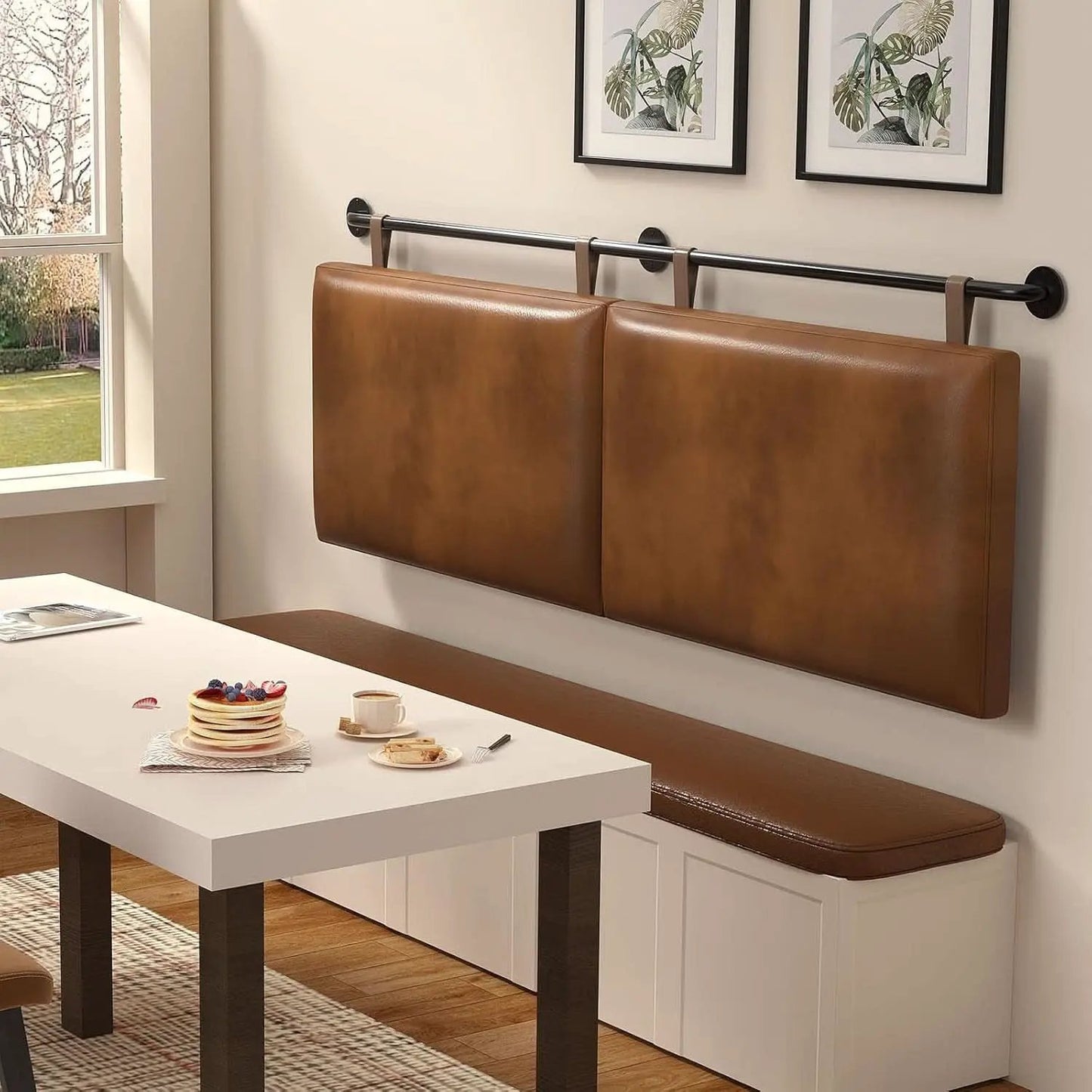 Brown King Size Wall Mounted PU Leather Headboard from PriceLows™