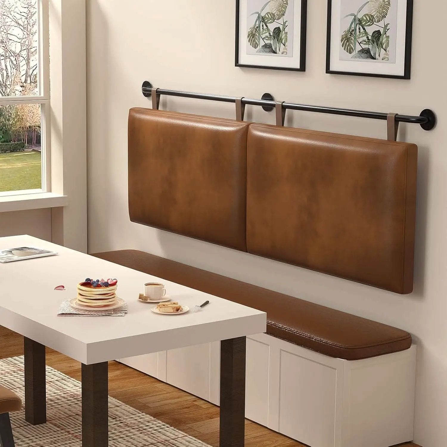 Brown King Size Wall Mounted PU Leather Headboard from PriceLows™