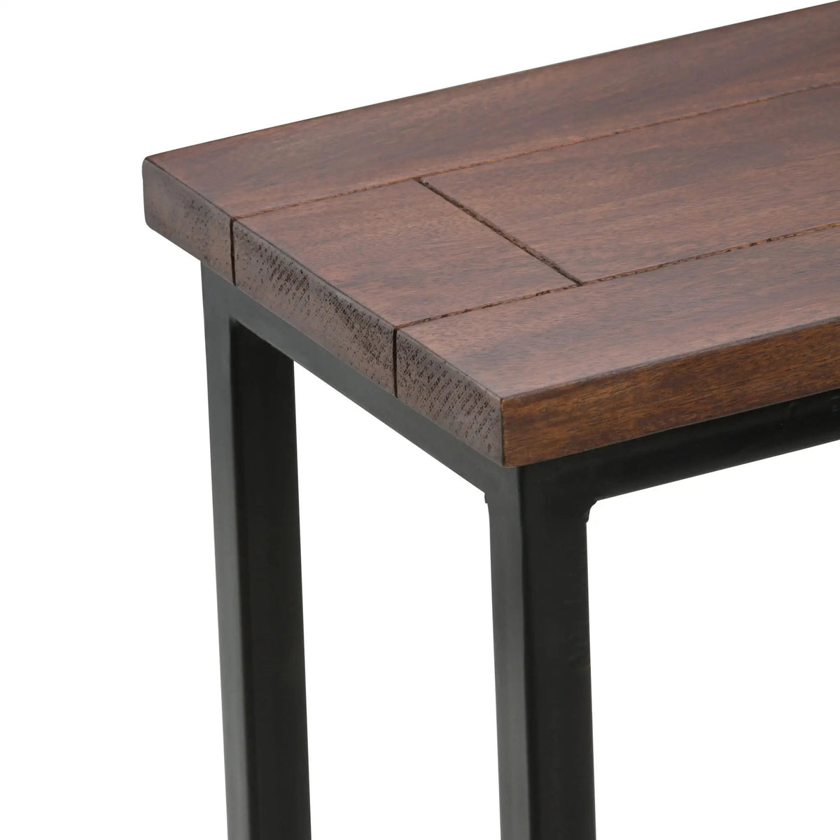 Skyler C-Shaped Side Table | Handcrafted | Powder-Coated Metal Base | Slide-Under Design
