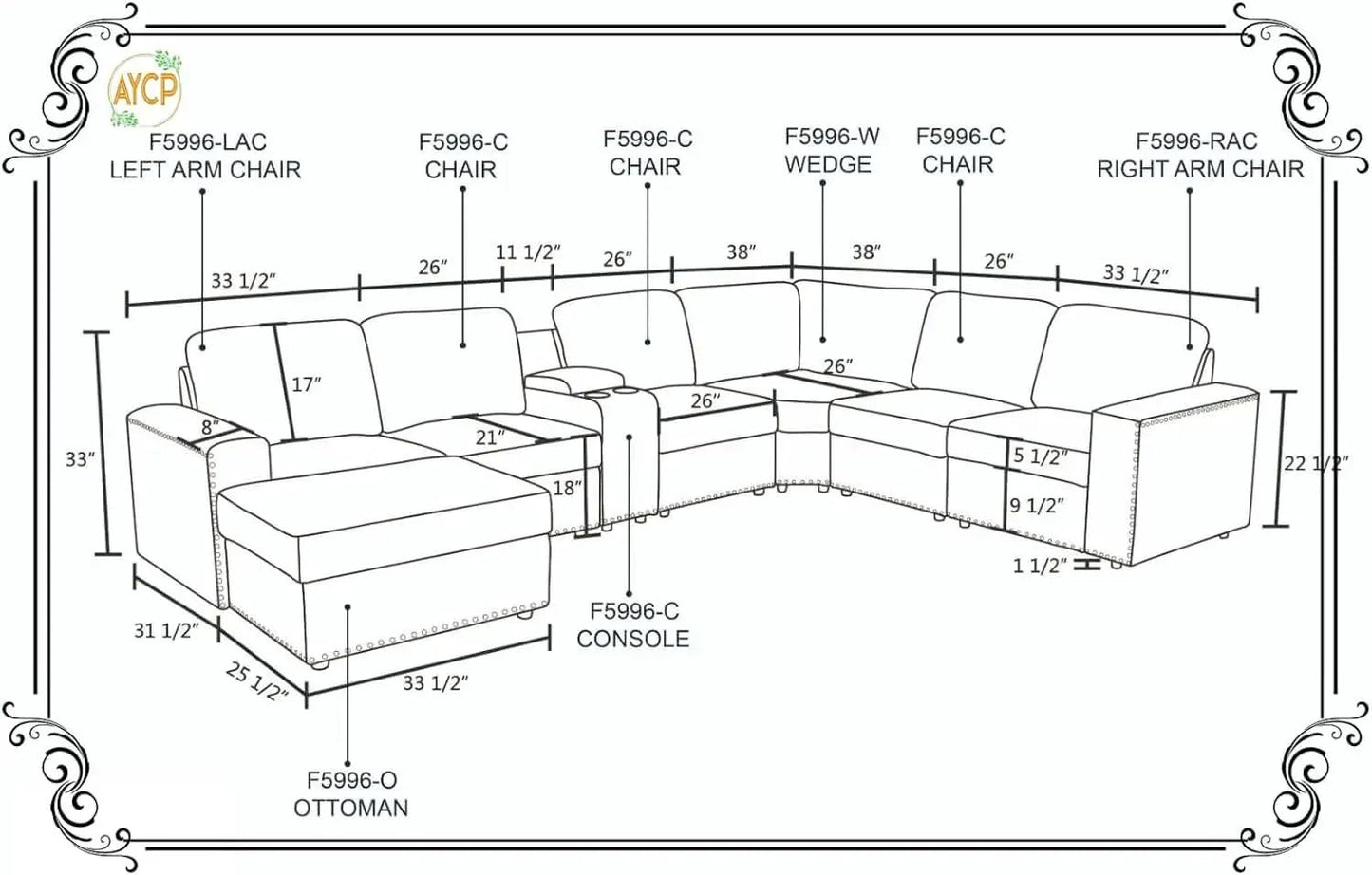 Flannel Modular Sectional Sofa With USB Ports Grey from PriceLows™