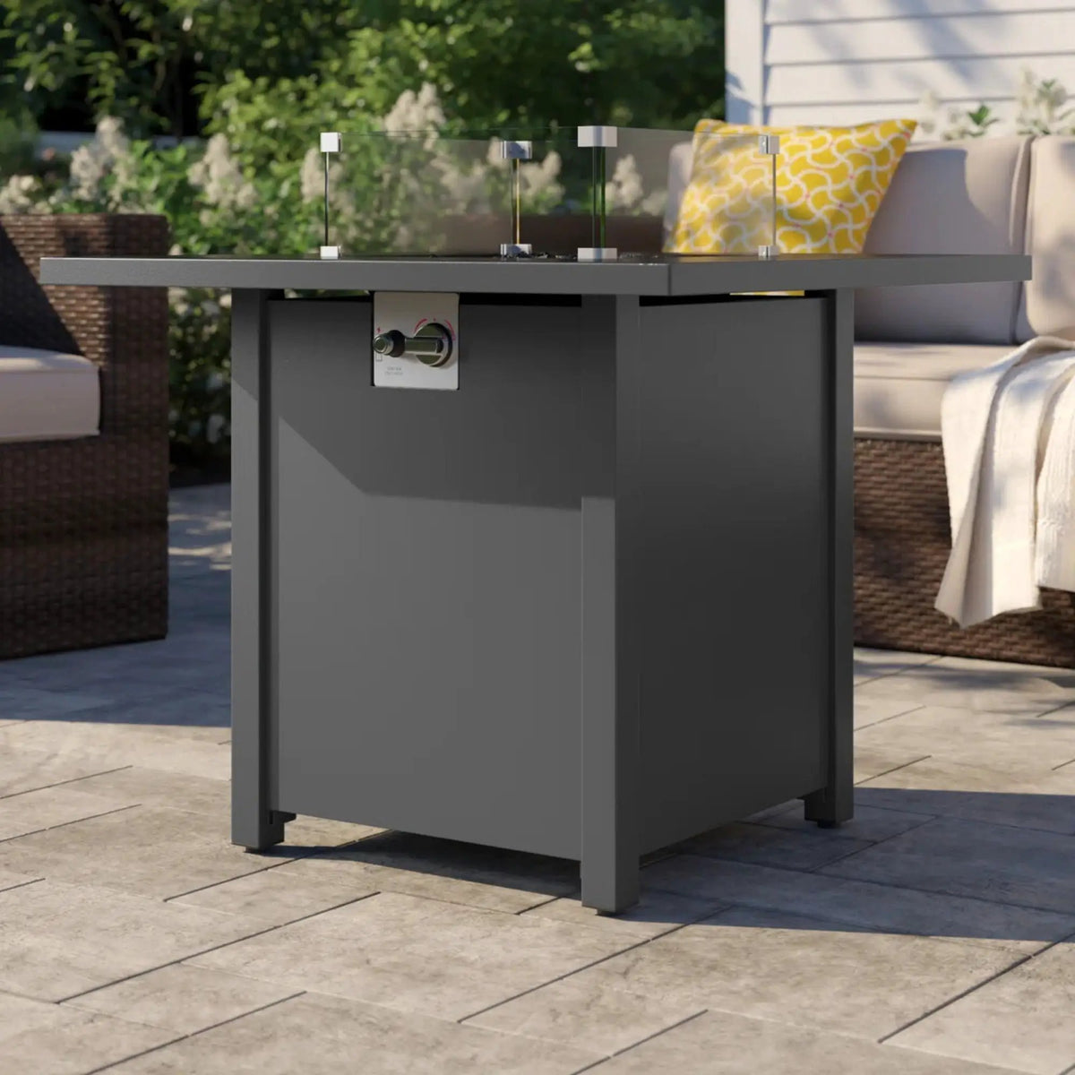 Powdercoated Fire Pit | Gray | Stainless Steel | Recessed Burning Area