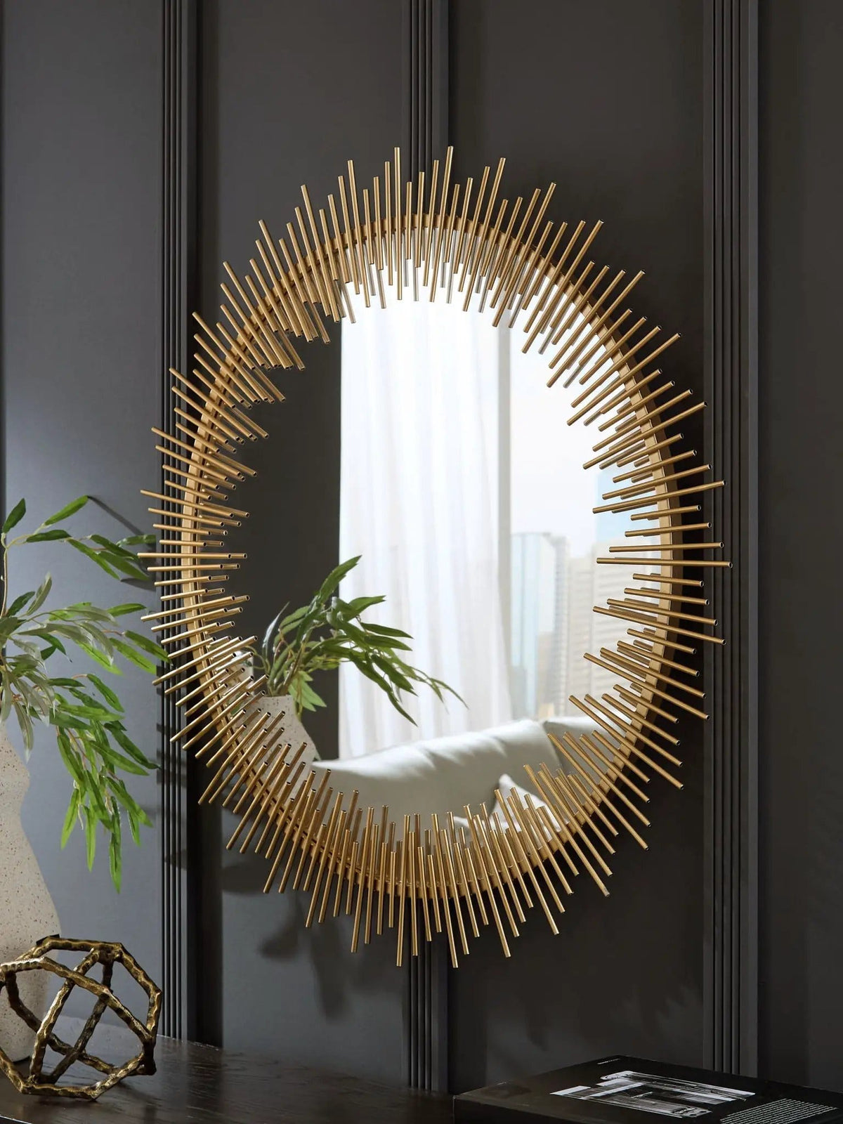 Wainport Accent Mirror | 36 x 1.25 x 36 in | Metal | Gold Finish