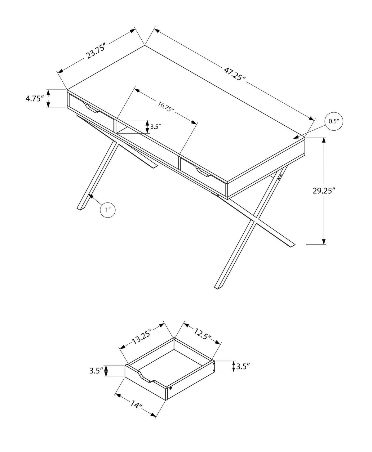 Espresso Computer Desk | Laptop Desk | Thick Wood-Look Tabletop | Storage Drawers