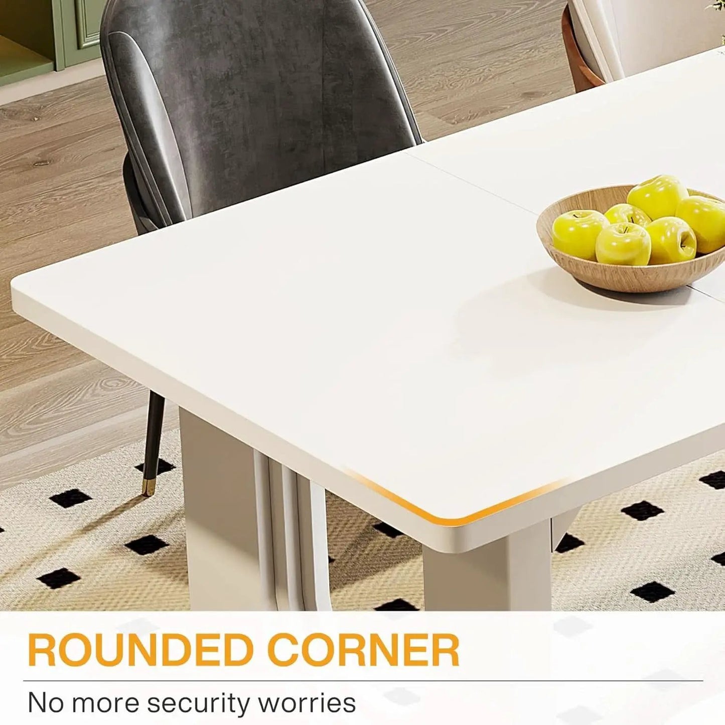 Modern White Dining Table 71 Inch With Wood Pedestal Base from PriceLows™