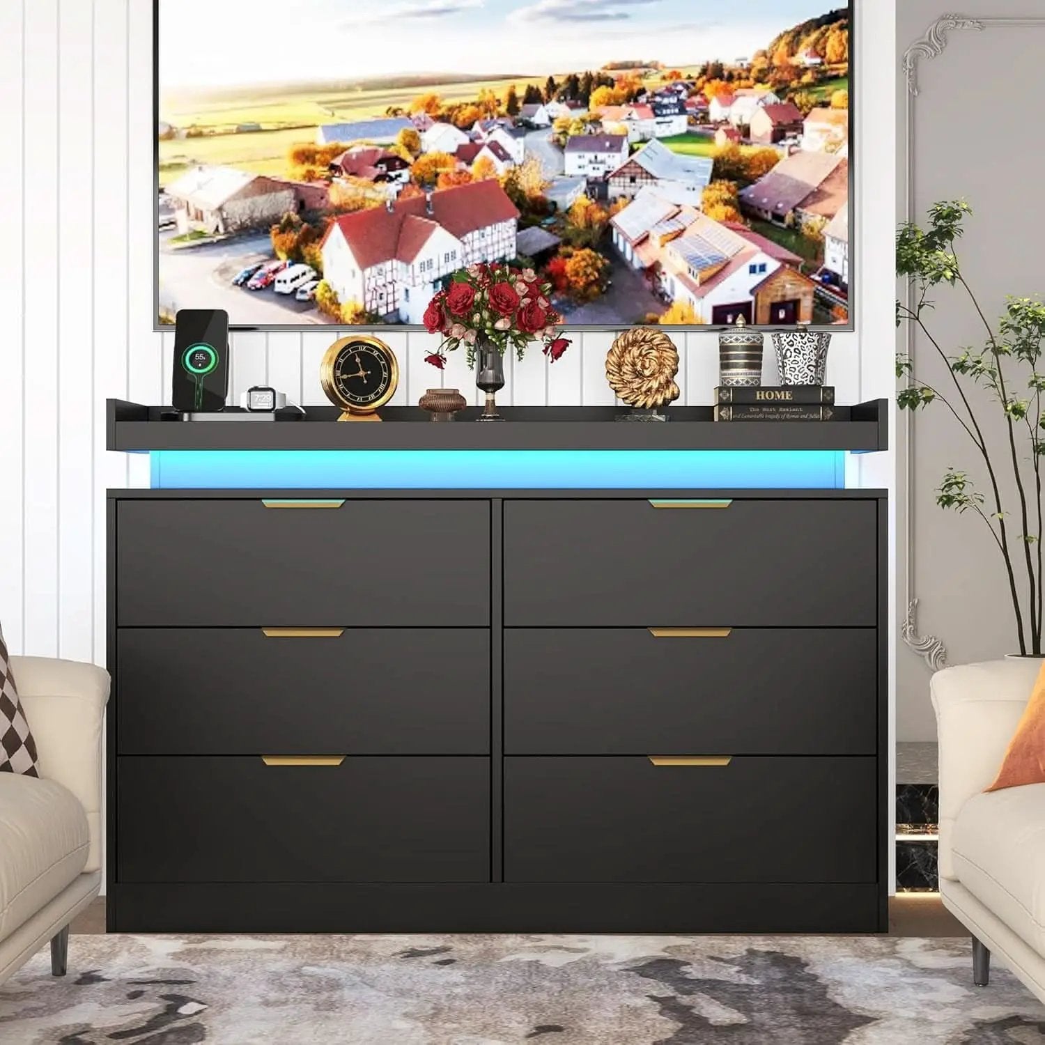 Six Drawer Dresser With LED Illumination Enhancement from PriceLows™