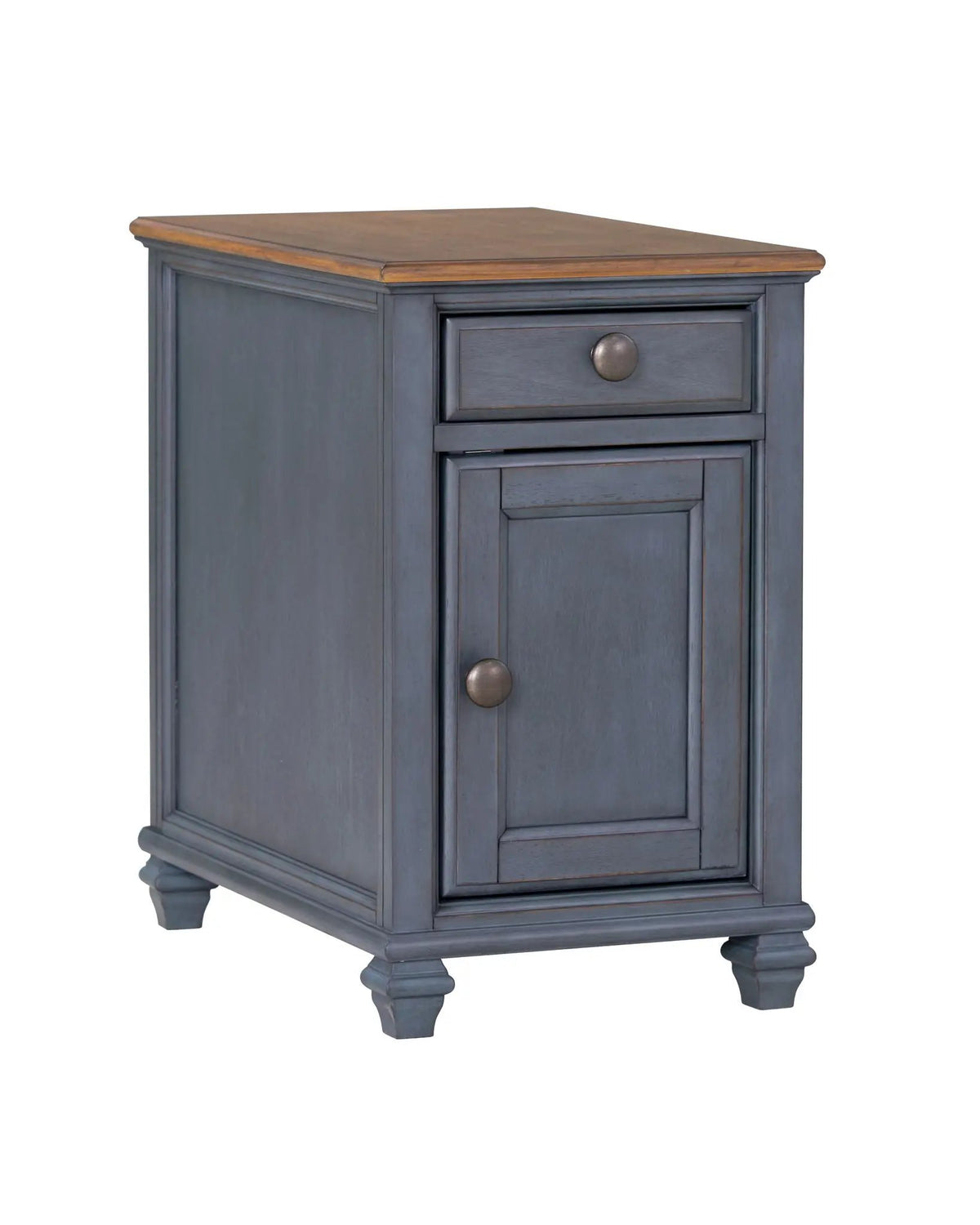Americana Chairside Table | Blue | One Drawer And One Door | Interior Storage