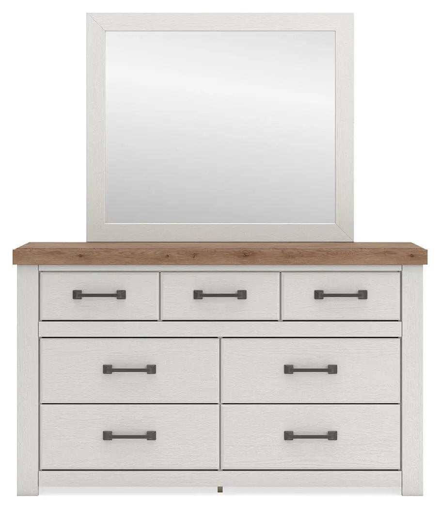 Farmhouse Dresser | White Oak Finish | Dark Brass Handles
