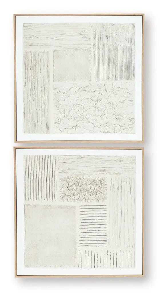 Andorfield Wall Art Set (Set of 2) | 40 x 1.63 x 40 in | Fabric | Beige / Black / White