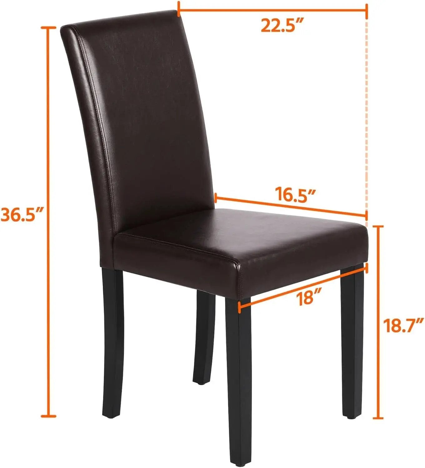 Set Of 4 Dark Brown PU Leather Dining Chairs With Wood Legs from PriceLows™