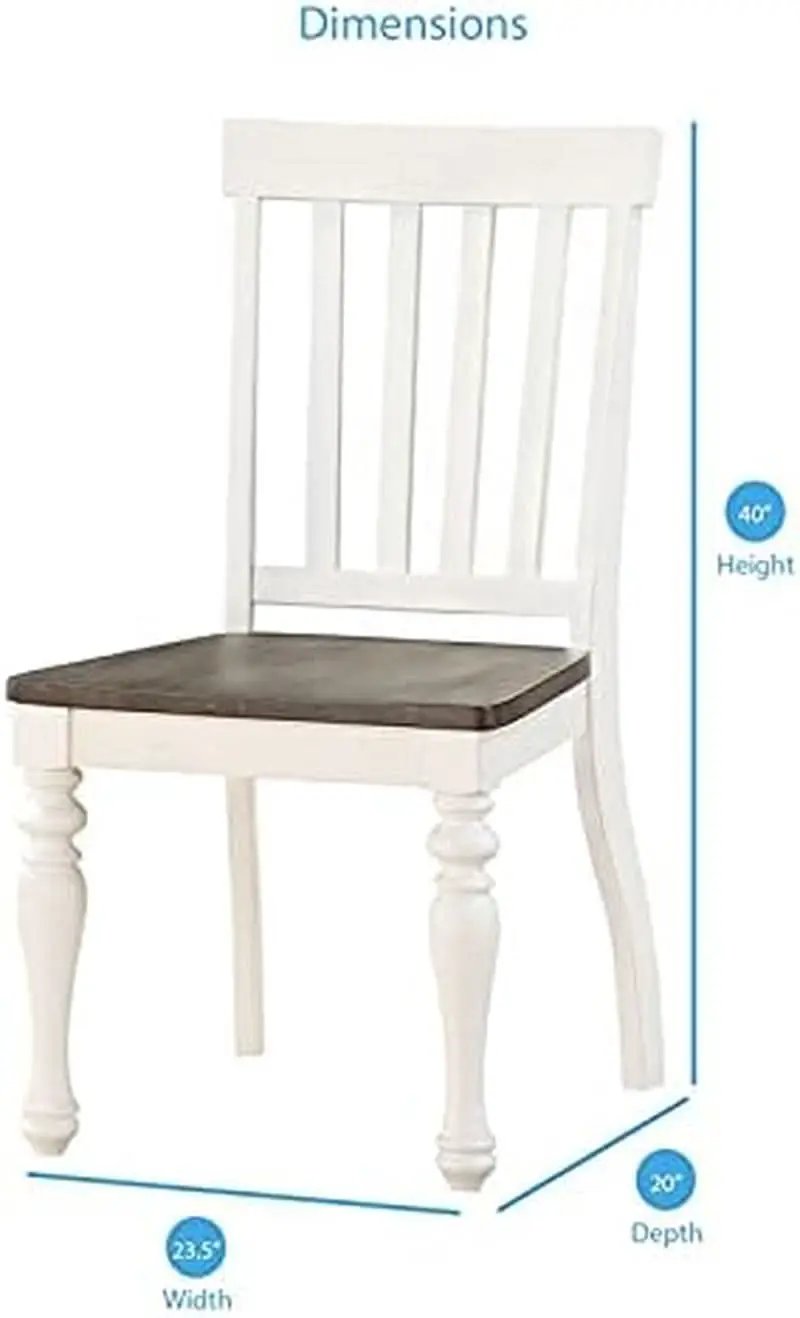 Dining Chair Set of 2 Two Tone Ivory Charcoal Slat Back from PriceLows™