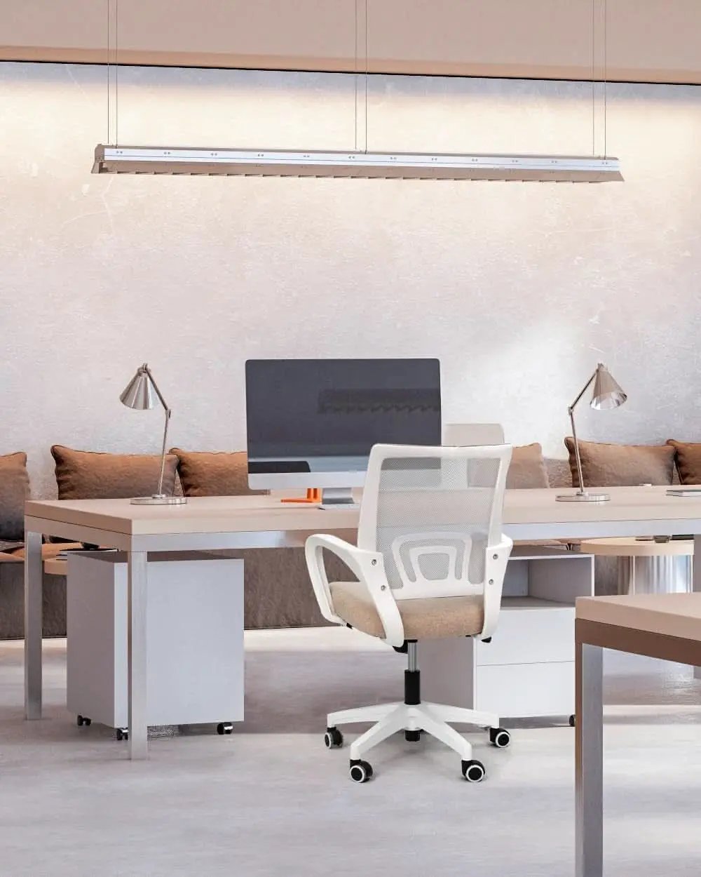 Ergonomic Beige Office Chair With Adjustable Lumbar Support from PriceLows™