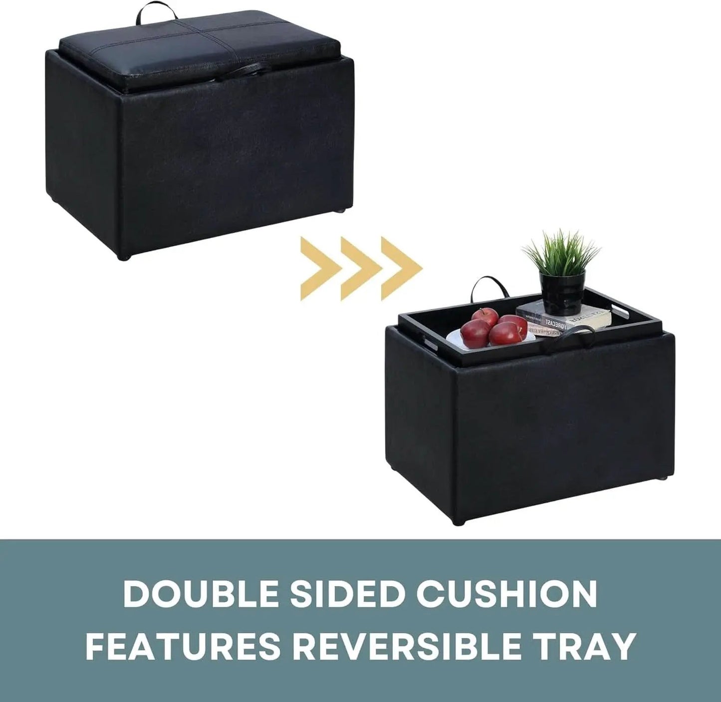 Accent Storage Ottoman 22 Point 75 Inches Charcoal Jet Black from PriceLows™