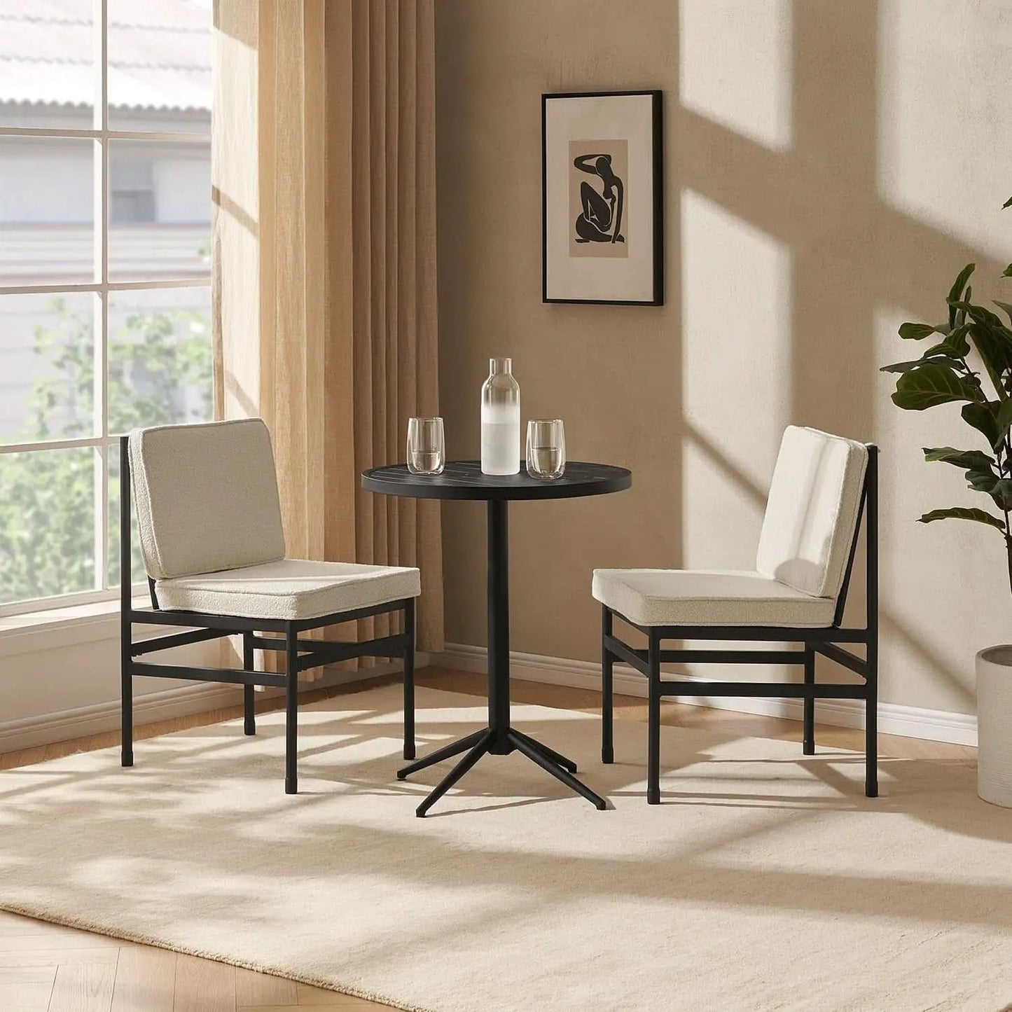 Black Dining Chairs With Removable Cushion Covers Set Of 2 from PriceLows™