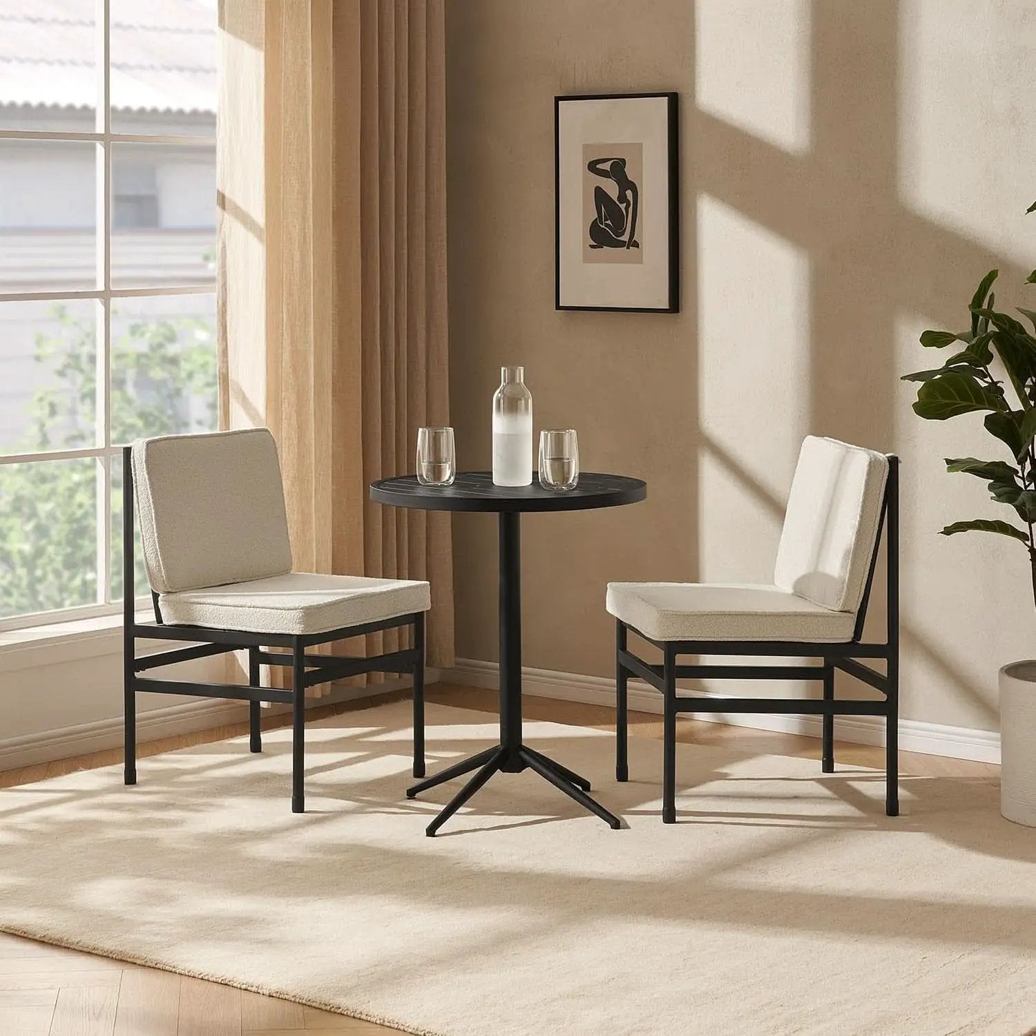 Black Dining Chairs With Removable Cushion Covers Set Of 2 from PriceLows™