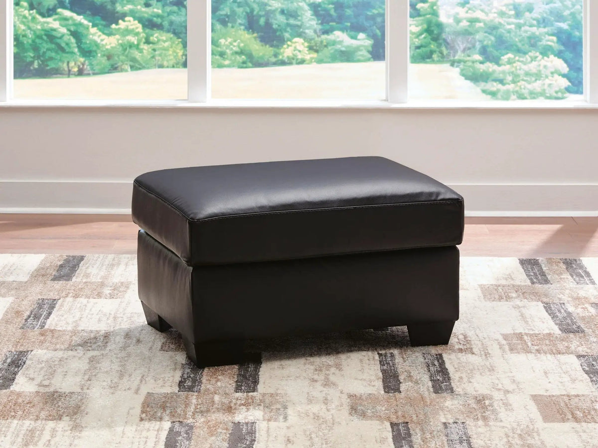 Modern Ottoman | Faux Leather Upholstery | Midnight Black