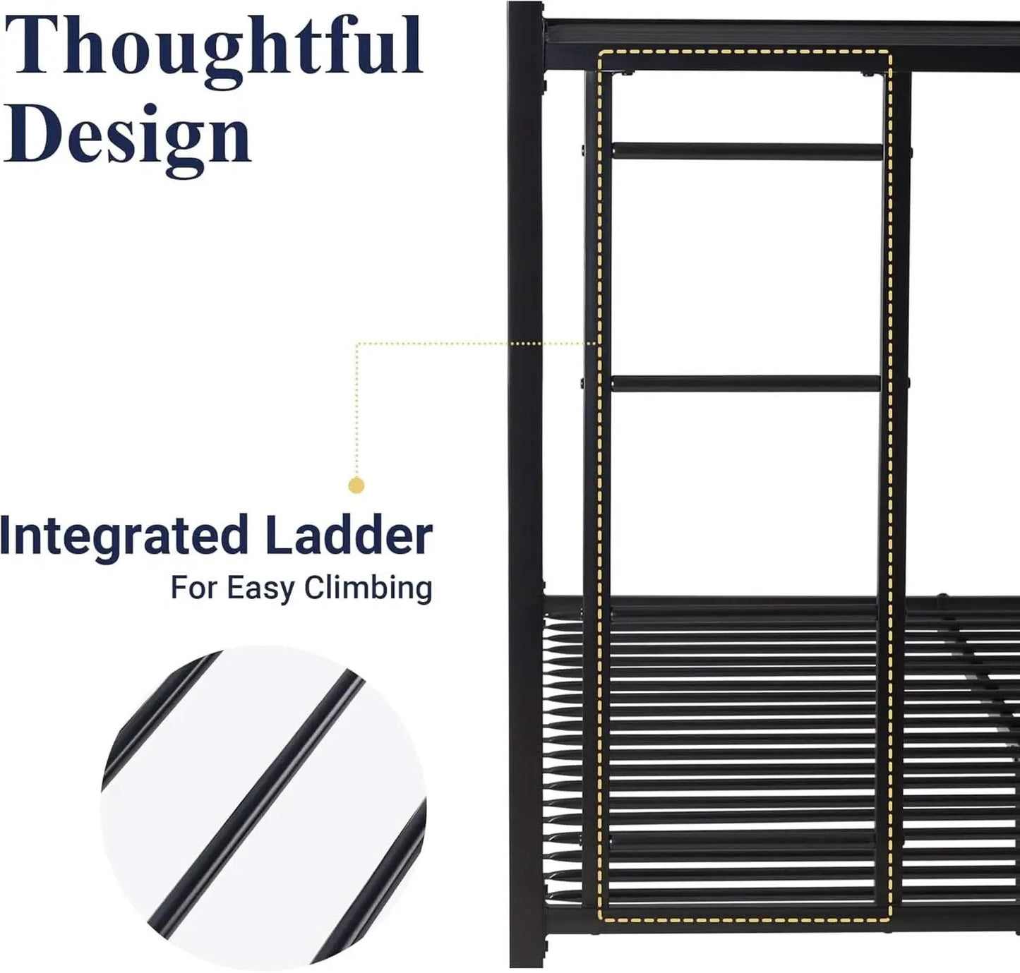 Metal Bunk Bed Twin Over Full Size With Guardrails from PriceLows™