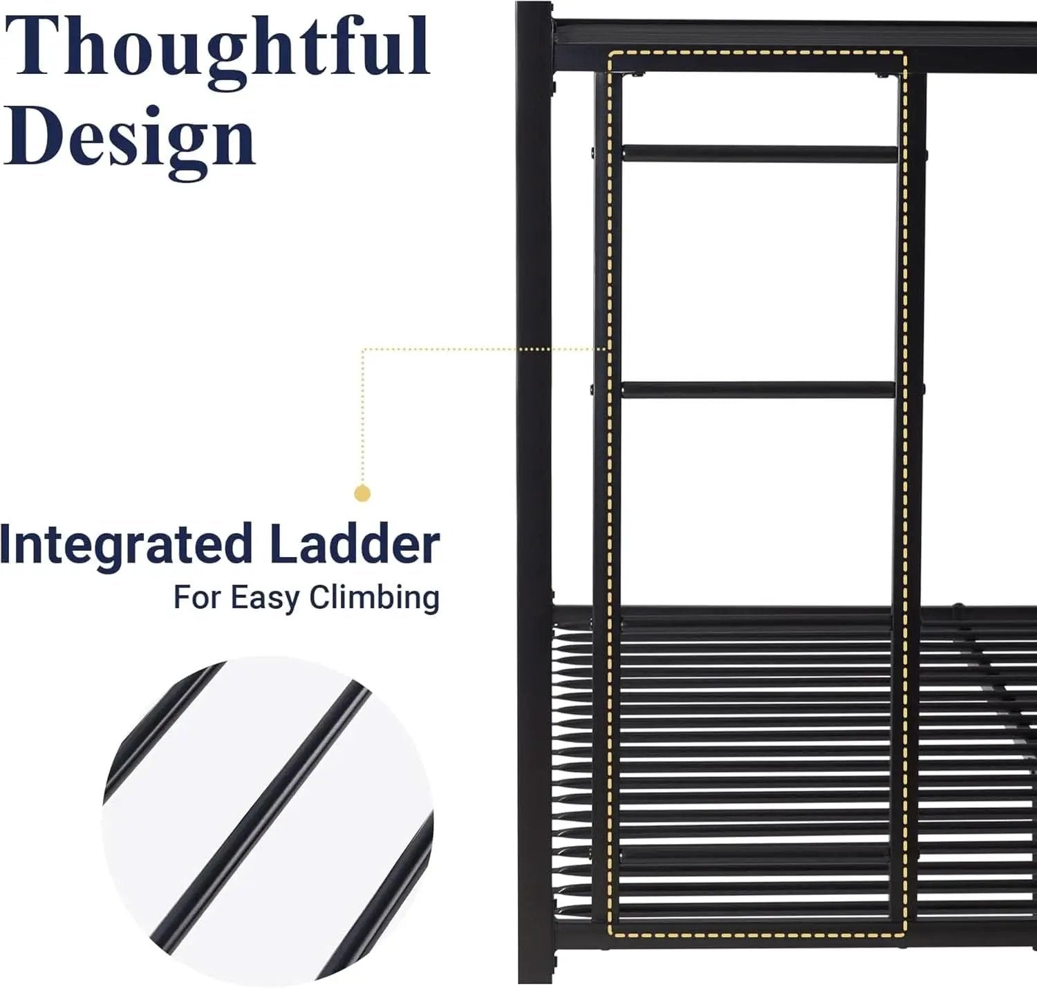 Metal Bunk Bed Twin Over Full Size With Guardrails from PriceLows™