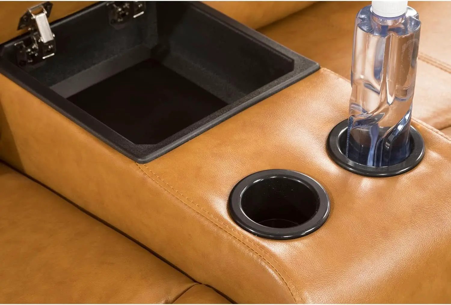 Manual Recliner Sofa Set Ginger Vegan Leather Cupholders from PriceLows™