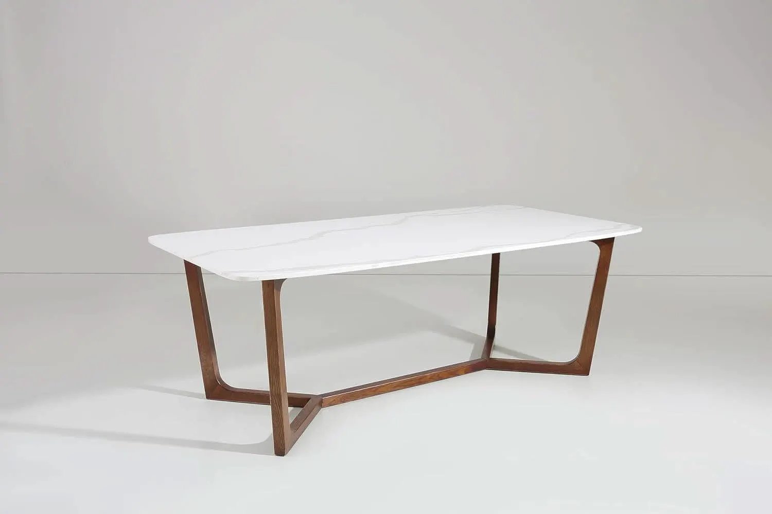 Adelaide Calacatta Quartz Dining Table Walnut Base from PriceLows™