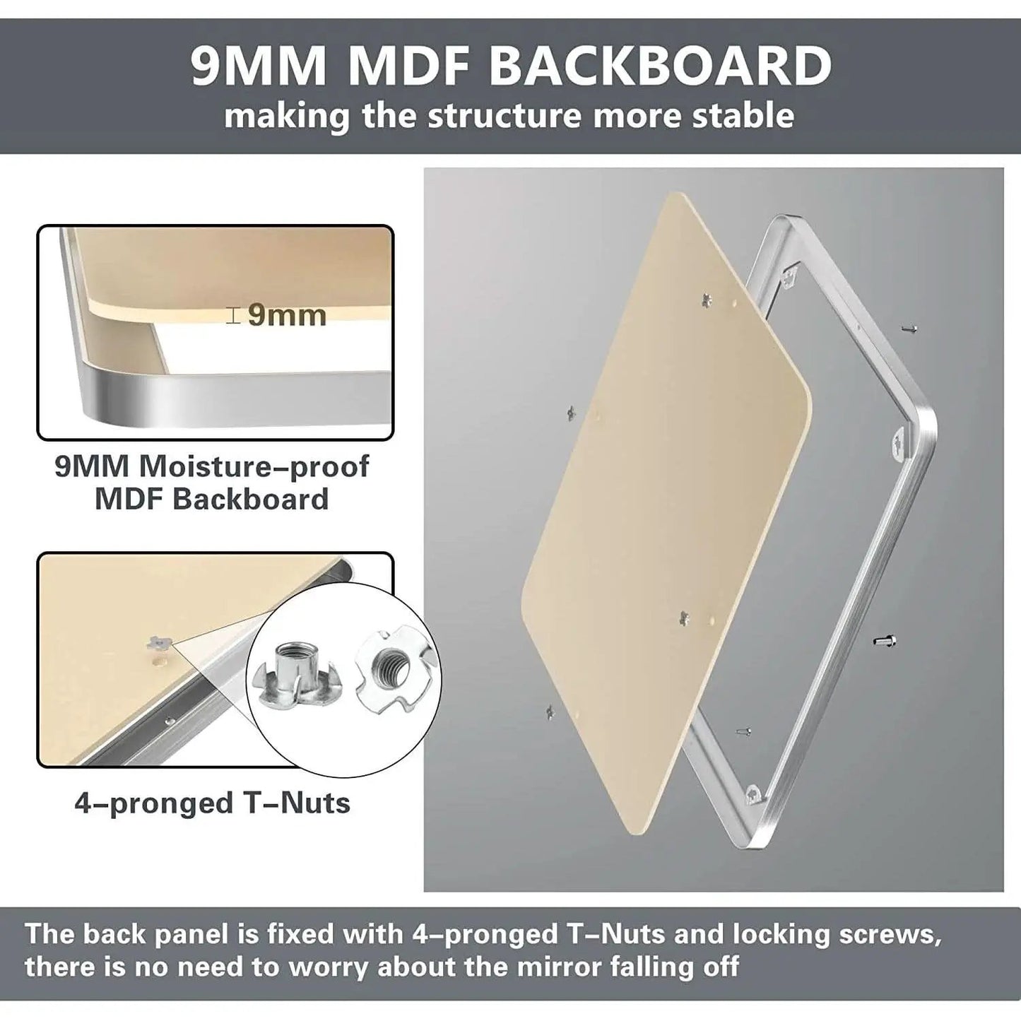 Brushed Silver Wall Mounted Bathroom Mirror 30x40 Inches from PriceLows™