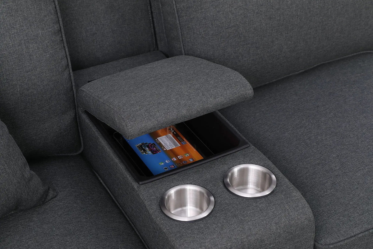 Eric 9-Piece Sectional | Upholstered Design | Ottoman Included | Cupholder Console