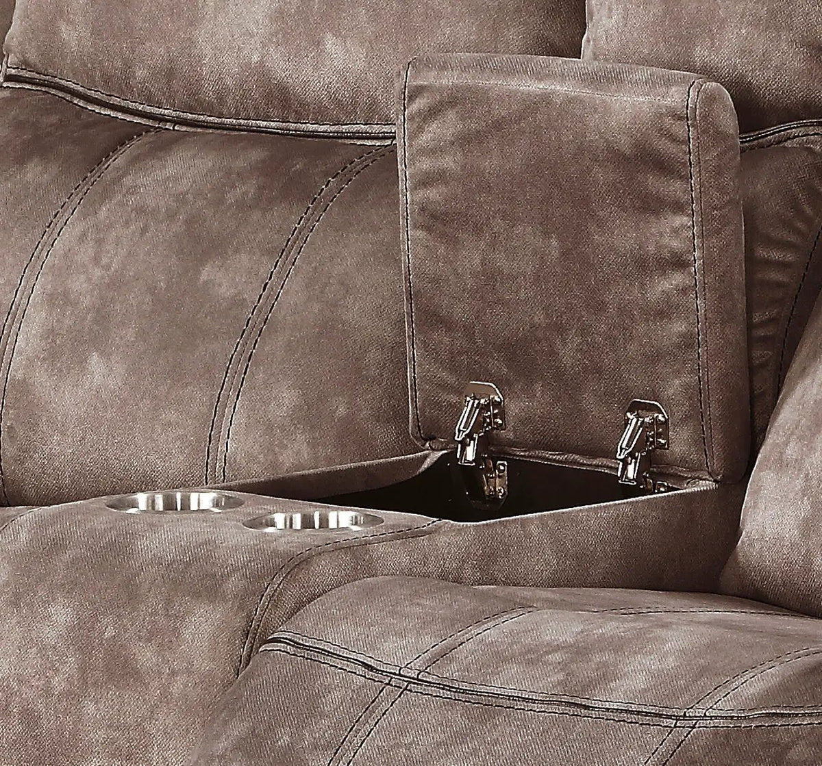 Zubaida Recliner Loveseat | Two-Tone Upholstery | USB Port Console | Glider Motion Reclining