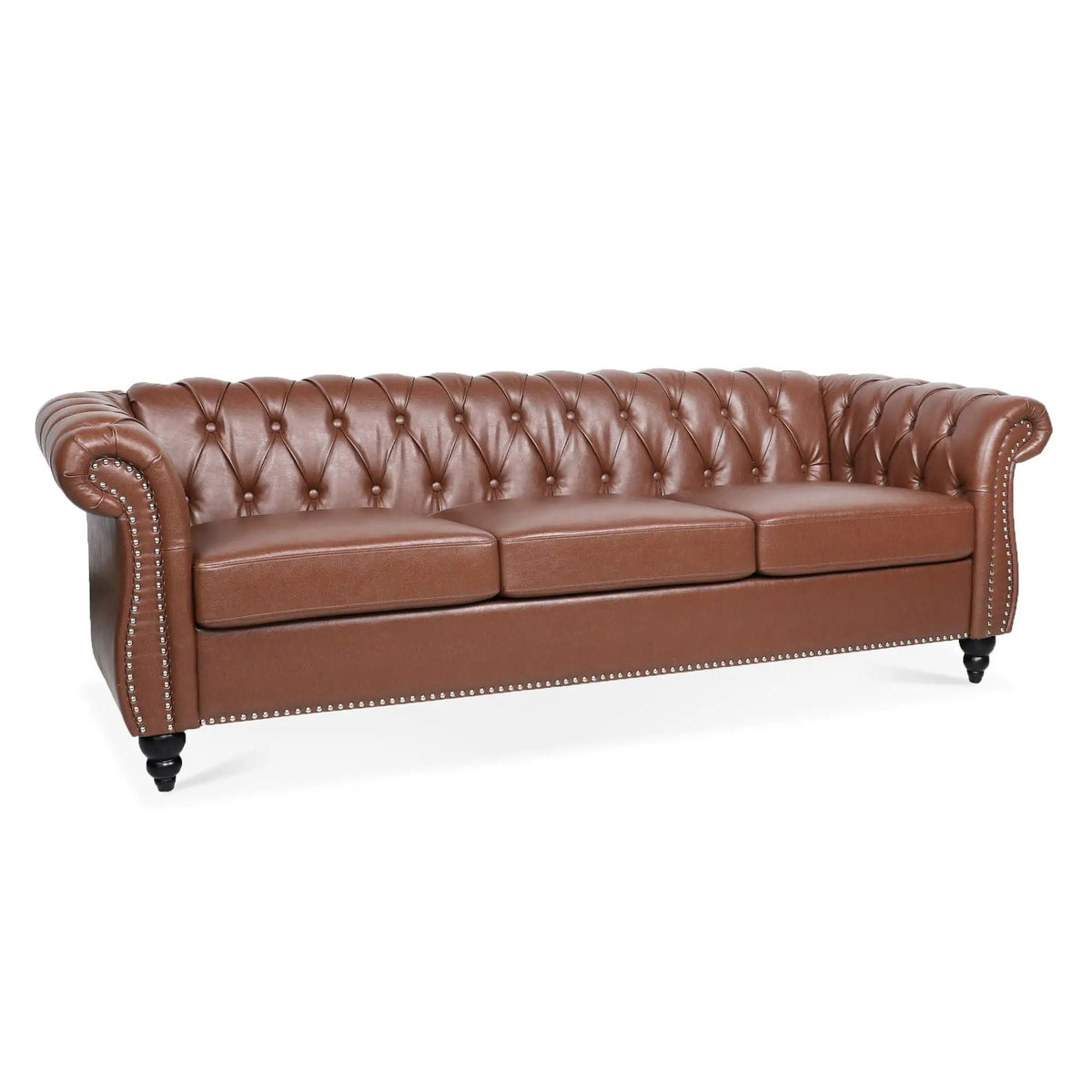 Rolled Arm Chesterfield Sofa | 3 Seater | Staggered Deep Pull Buckles | TB117 Compliant