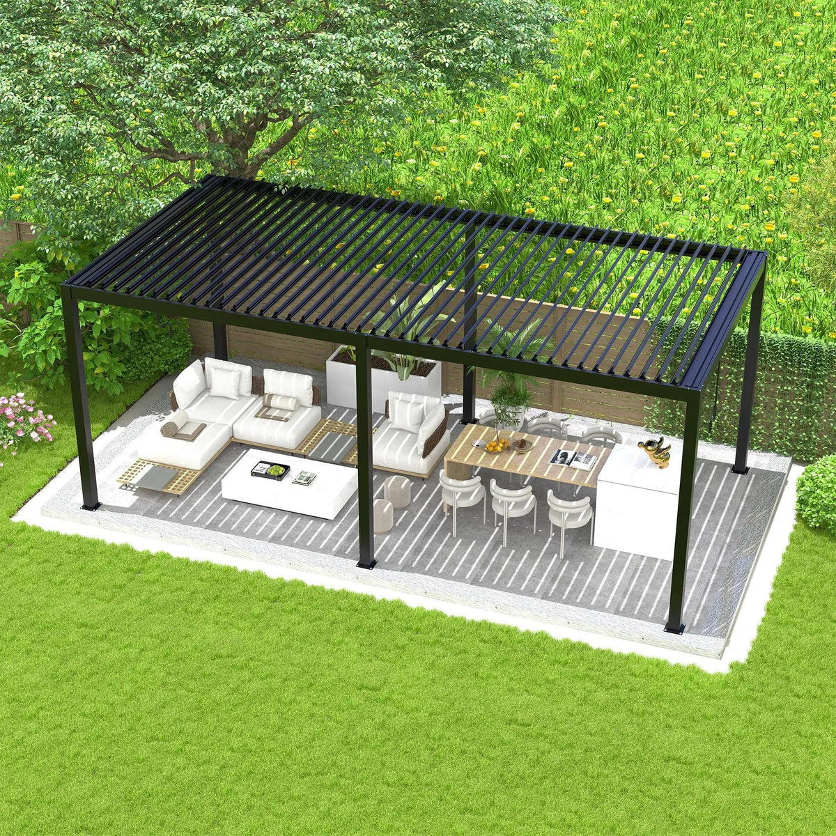 Louver Pergola Aluminium Frame & Louvers Umbrella & Canopy | 2 Pieces | Aluminum | Outdoor Living
