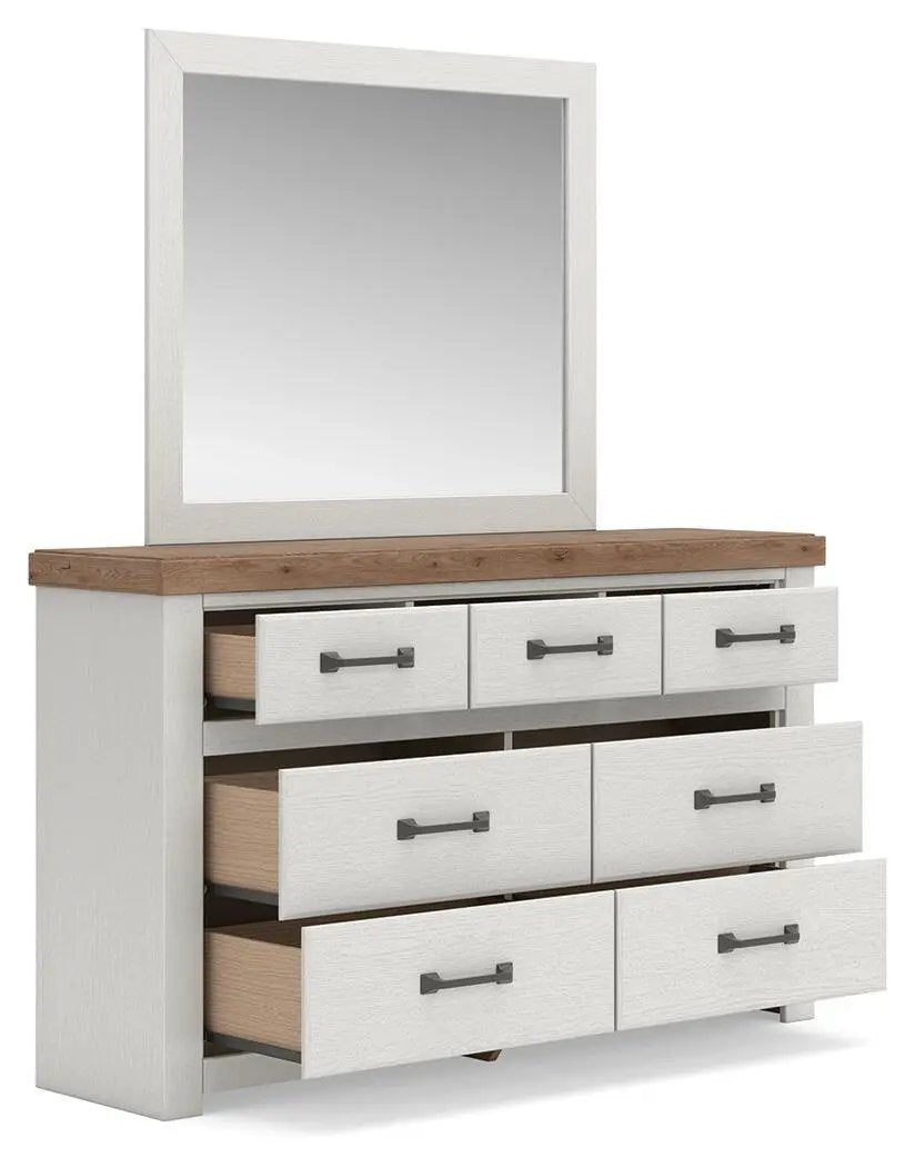 Farmhouse Dresser | White Oak Finish | Dark Brass Handles