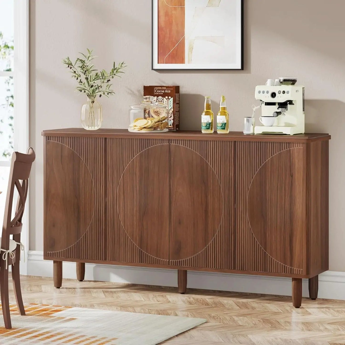 Brown Buffet Cabinet Sideboard With Storage Doors Modern from PriceLows™