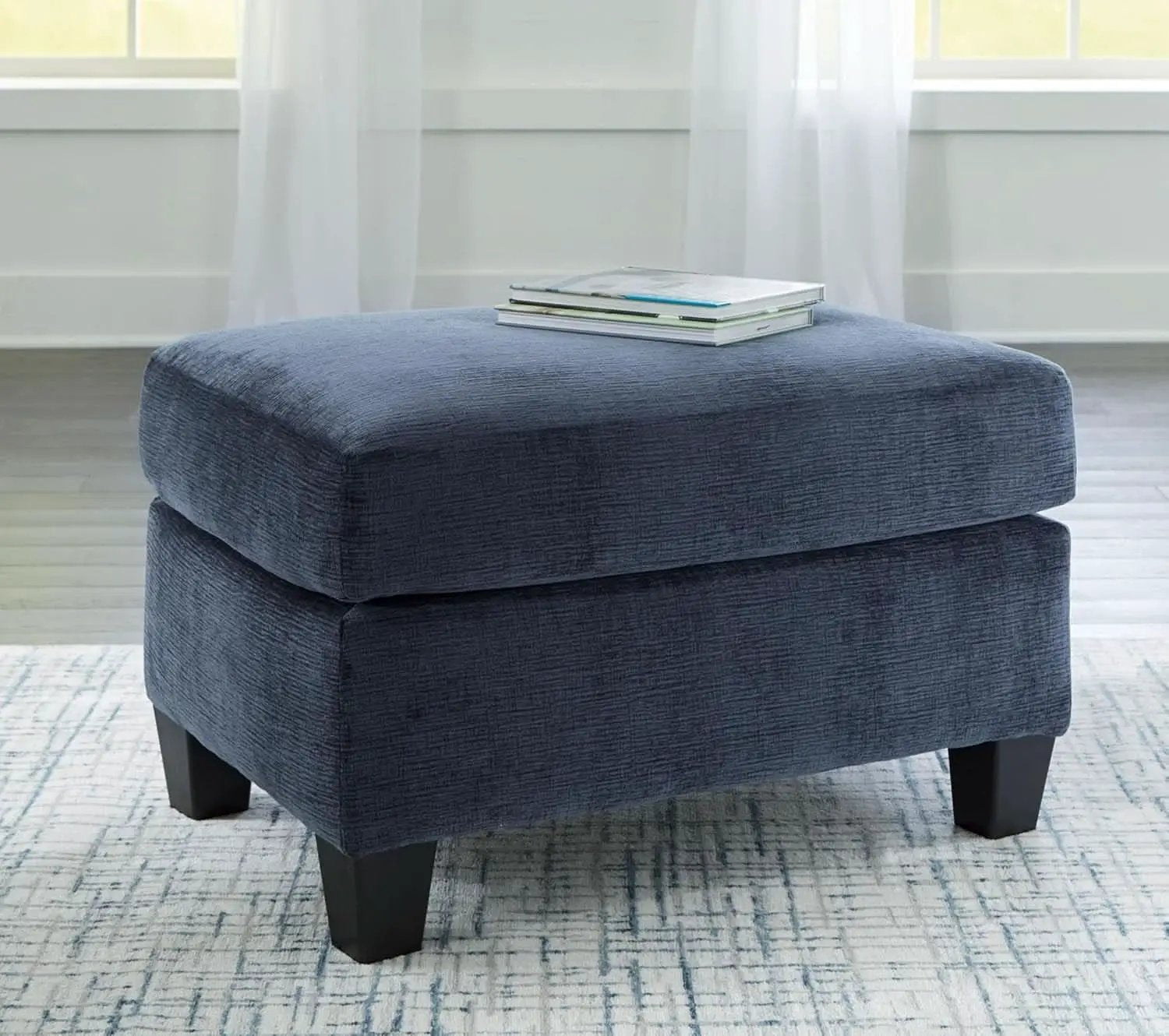 Blue Rectangular Ottoman Upholstered Modern Living Room from PriceLows™