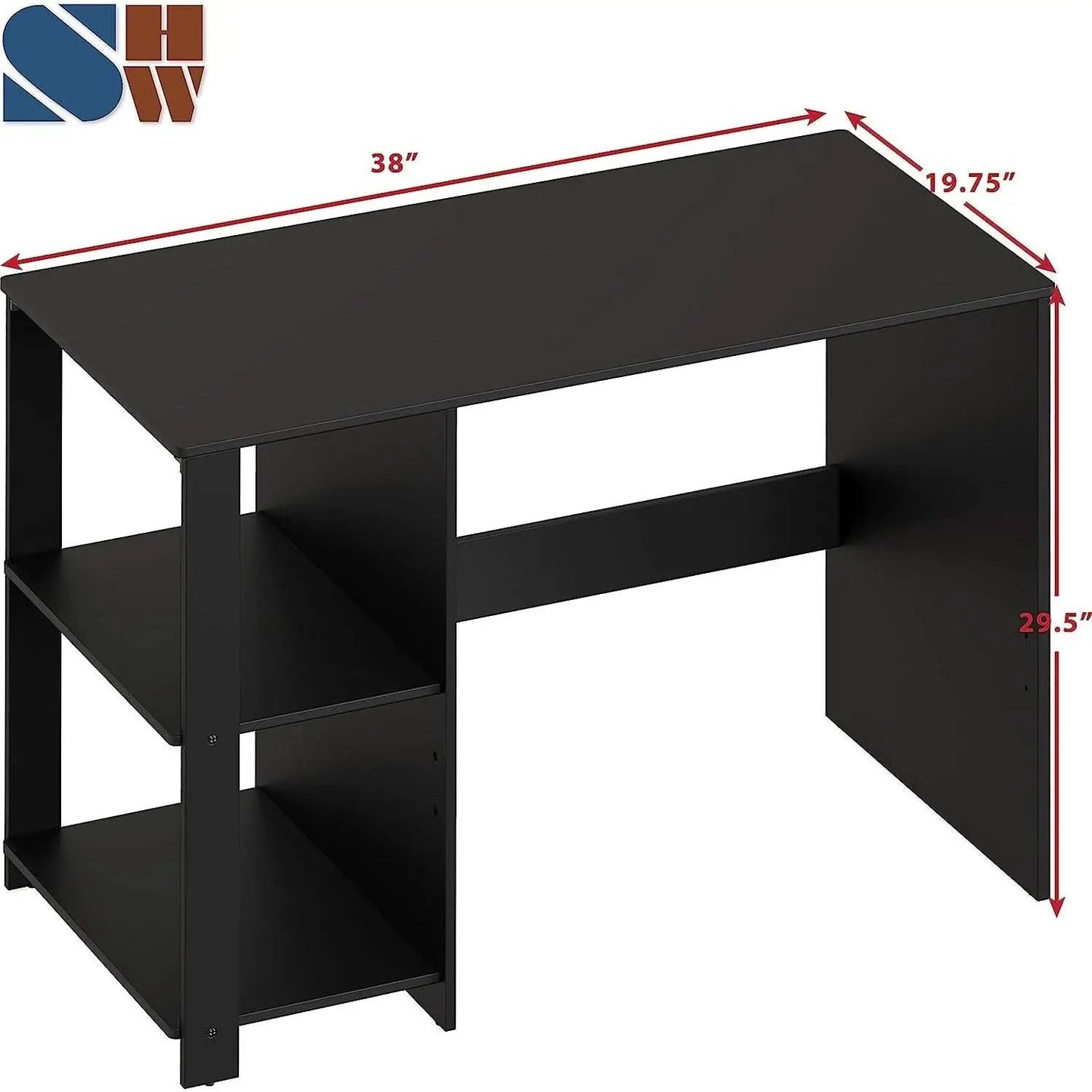 Espresso Finish Home Office Desk With Open Shelves from PriceLows™