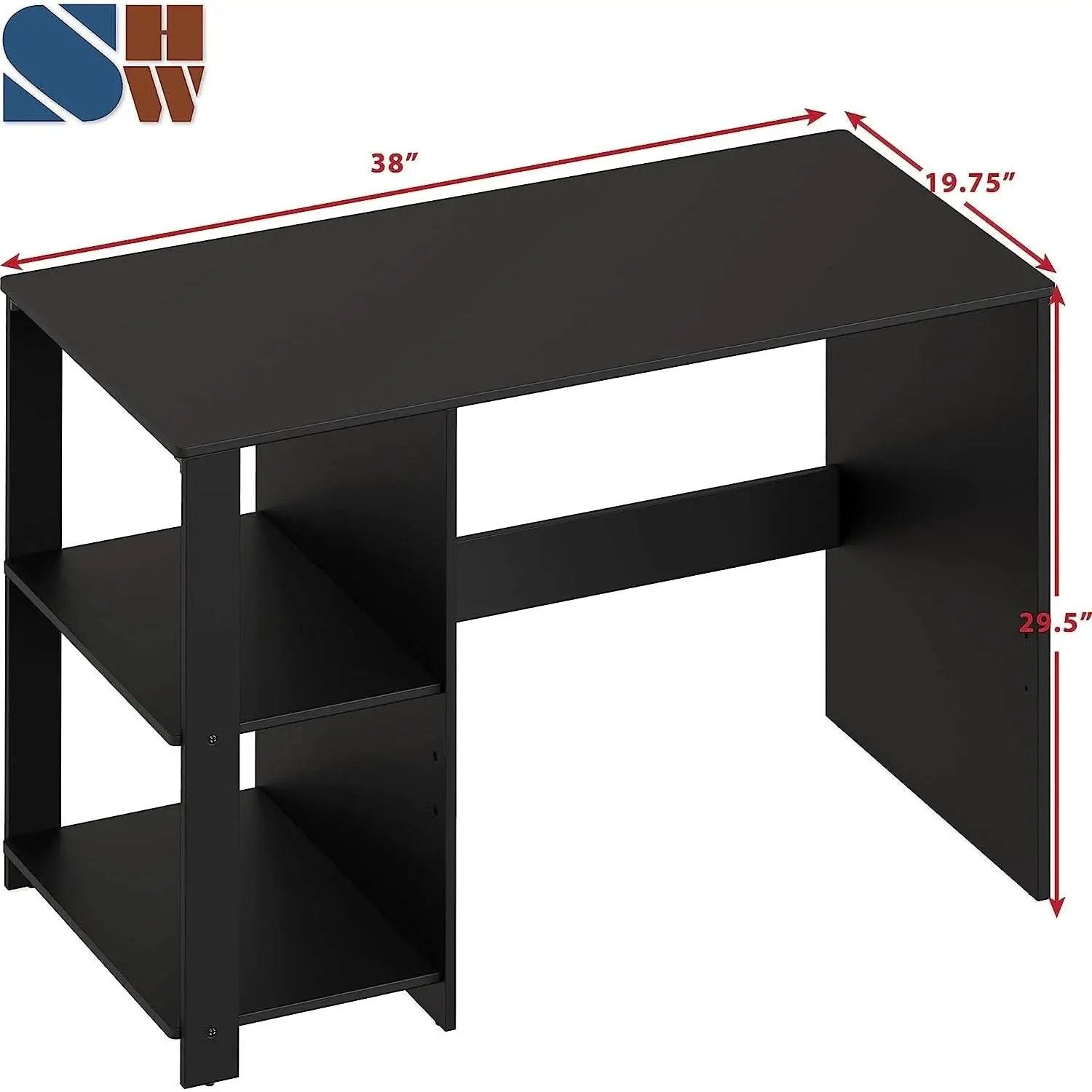 Espresso Finish Home Office Desk With Open Shelves from PriceLows™