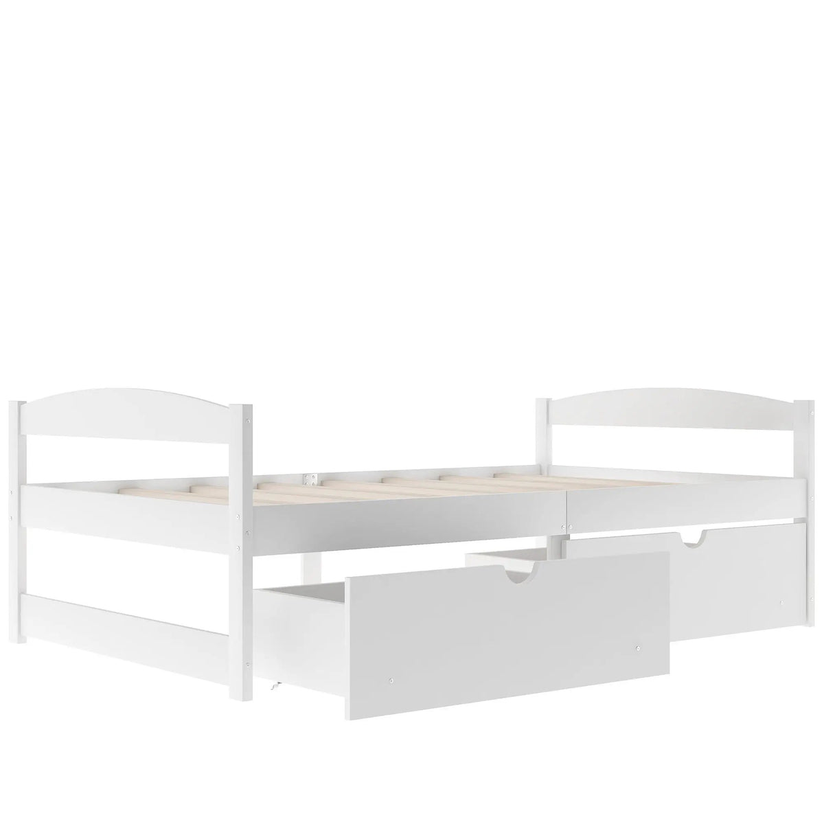 Platform Bed | Pine Wood Frame | Dual Rolling Drawers