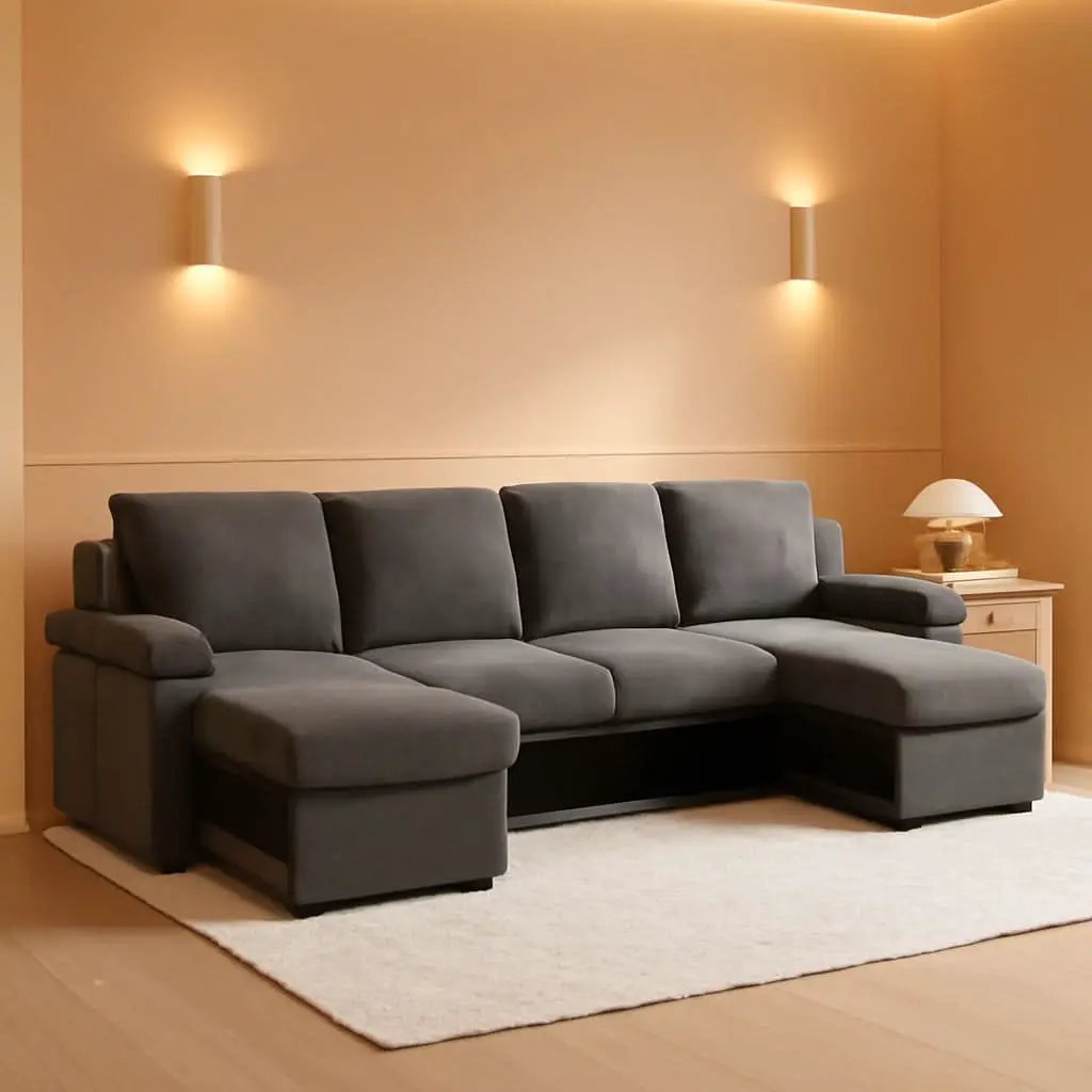 Convertible Sofa Bed With CloudLike Storage Chaise from PriceLows™