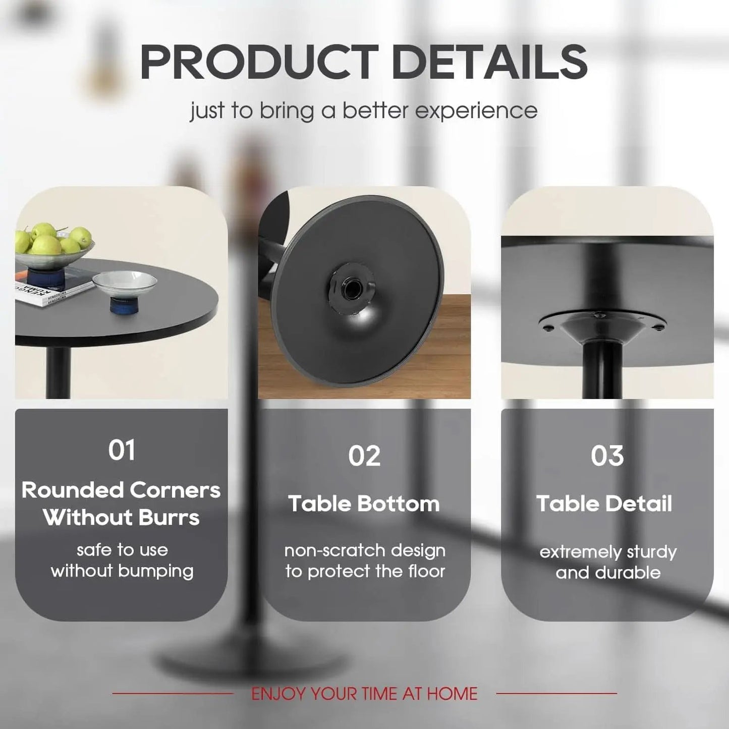 40 Inch Round Bistro Pub Table Industrial Grade MDF Top from PriceLows™
