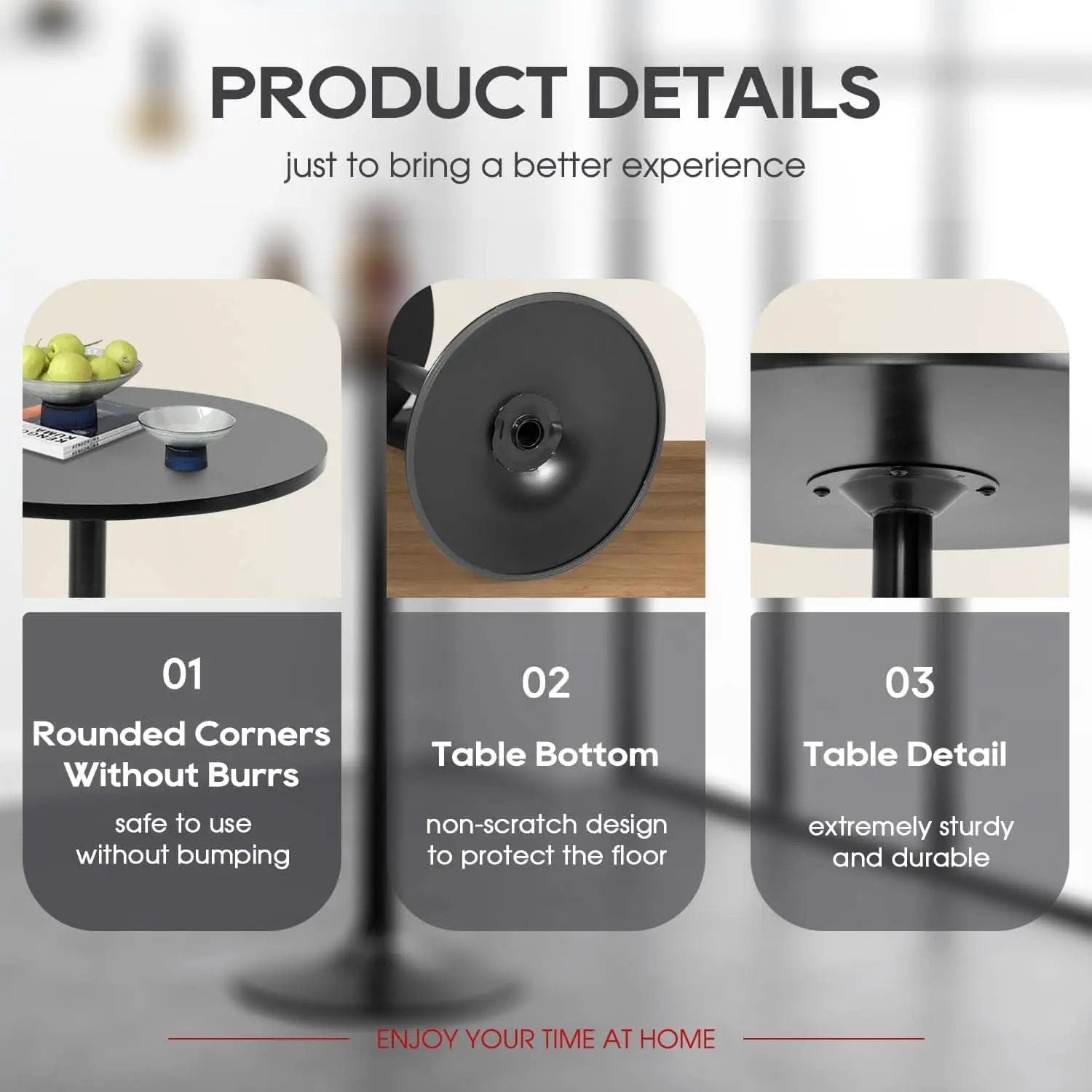 40 Inch Round Bistro Pub Table Industrial Grade MDF Top from PriceLows™