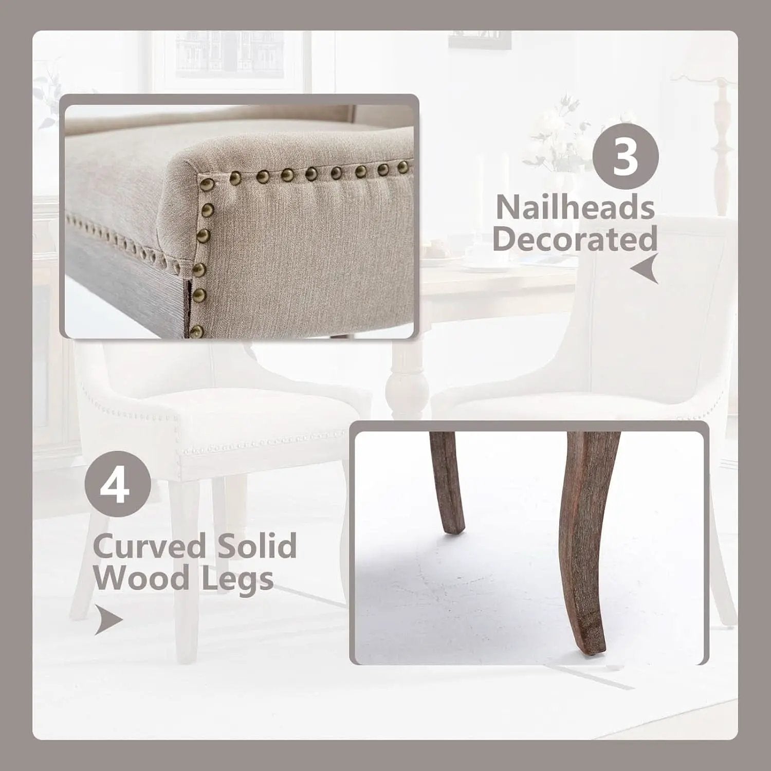 Modern Dining Chairs Set of 4 Beige Upholstery and Wood Legs from PriceLows™