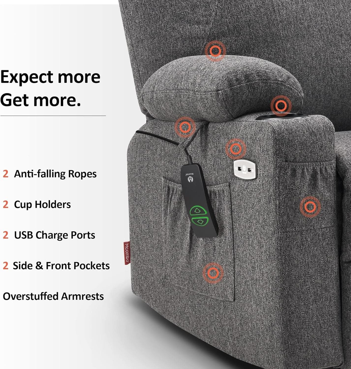 Petite Power Lift Recliner With Massage And USB Ports from PriceLows™