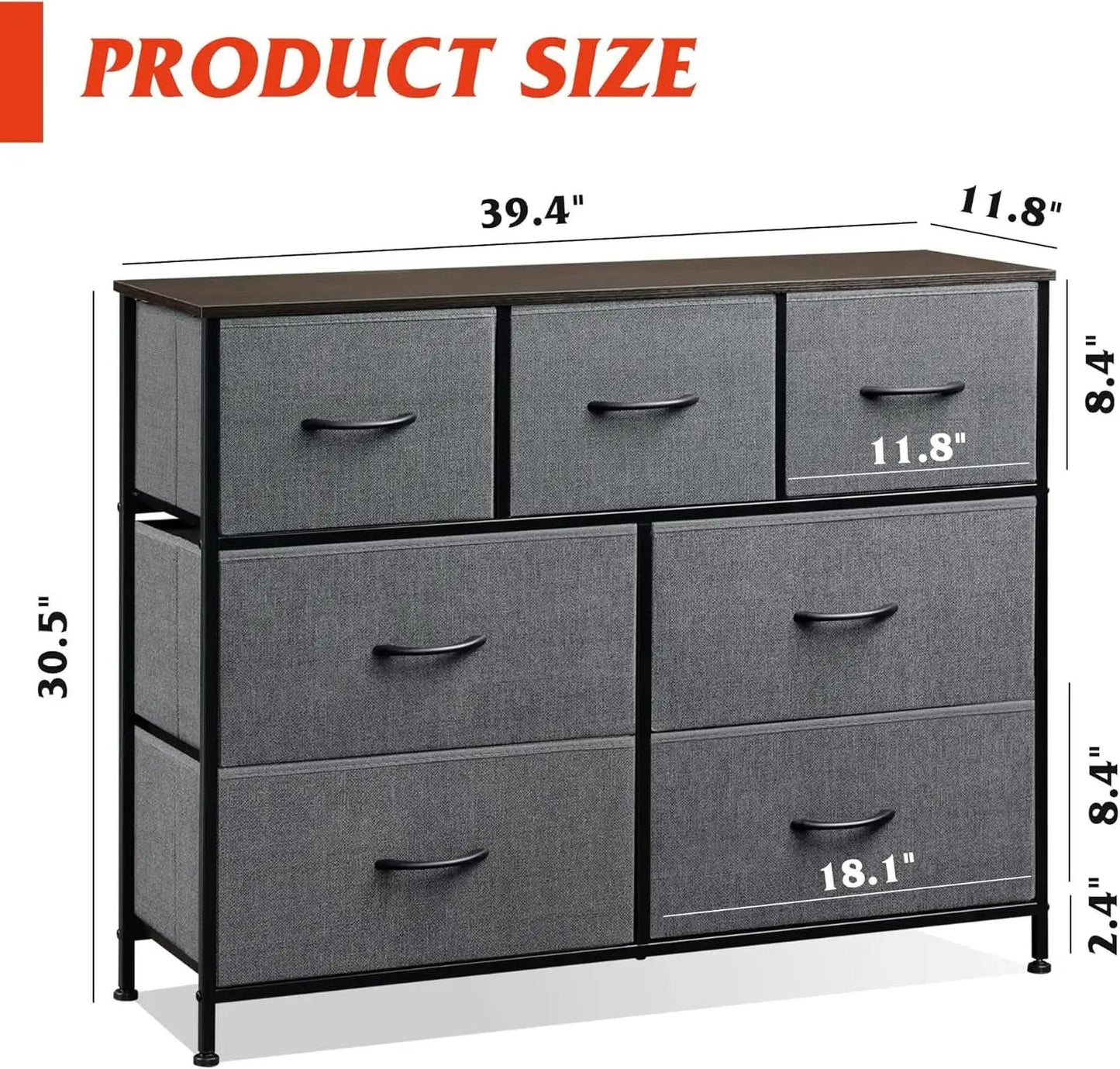 Dark Grey Dresser TV Stand With Fabric Drawers For 45 Inch TV from PriceLows™