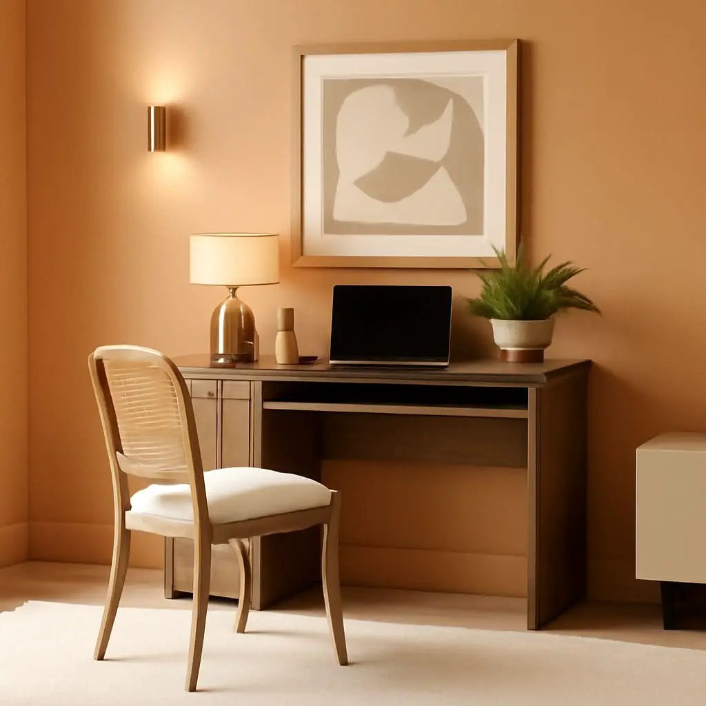Adjustable Rattan Desk With Hidden Storage And Shelves from PriceLows™