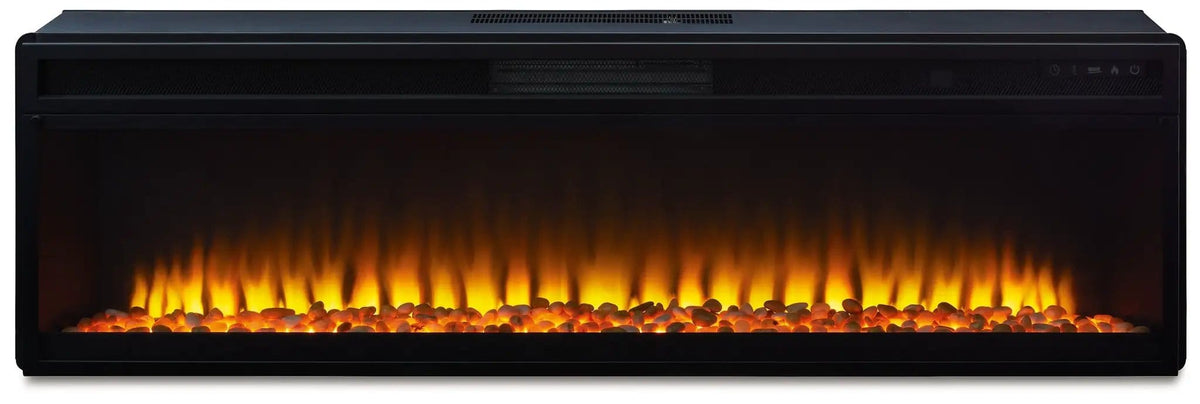 Entertainment Accessories Wide Fireplace Insert | 57.63 x 8.88 x 16.88 in | Glass | Black