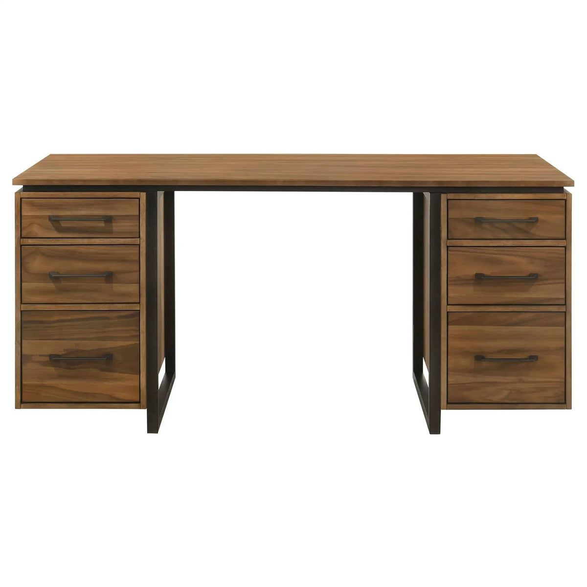 Berhalter 6-Drawer Double Pedestal File Computer Desk | 63 x 25.75 x 30 in | Rubberwood & Engineered Wood | Home Office