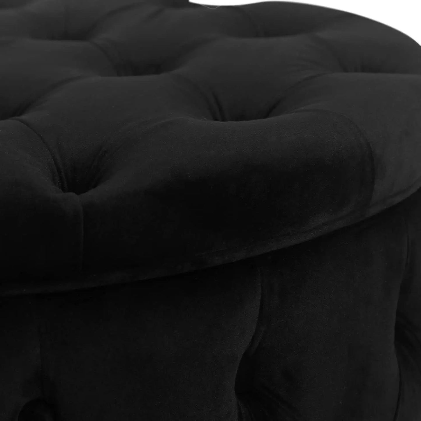 Twenty EightInch Velvety Round Storage Ottoman Black Tufted from PriceLows™
