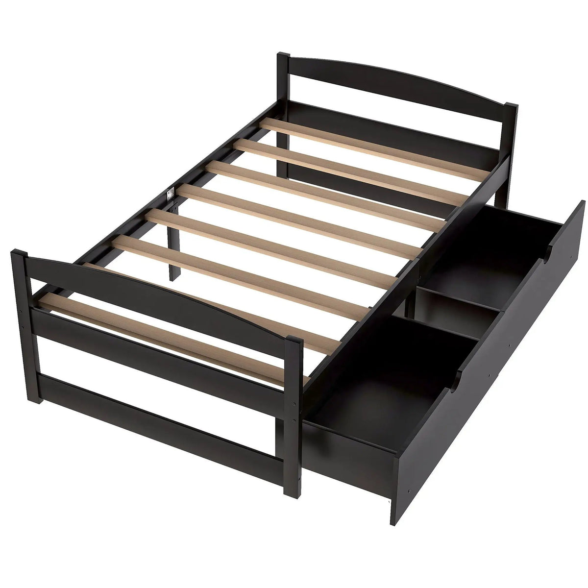 Platform Bed | Pine Wood Frame | Dual Rolling Drawers
