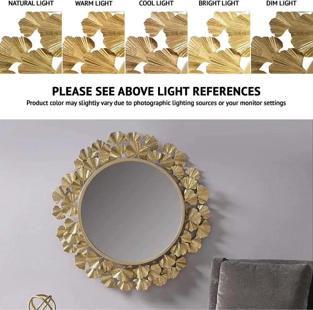 Round Wall Mirror 30.5 Inch Iron Eden Gold For Living Room from PriceLows™