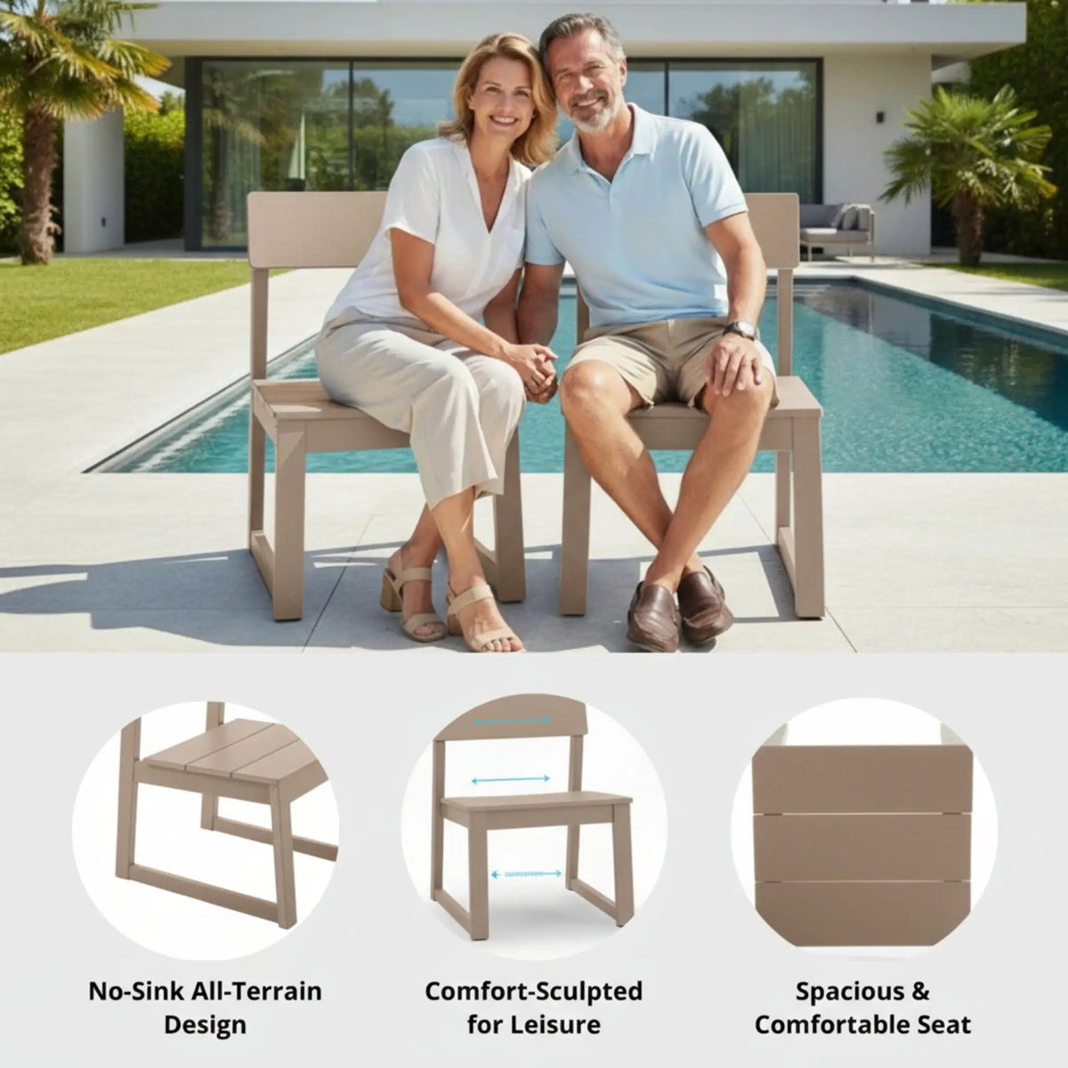 Patio Dining Chairs | All Weather HDPE | UV Resistant | Set Of 2
